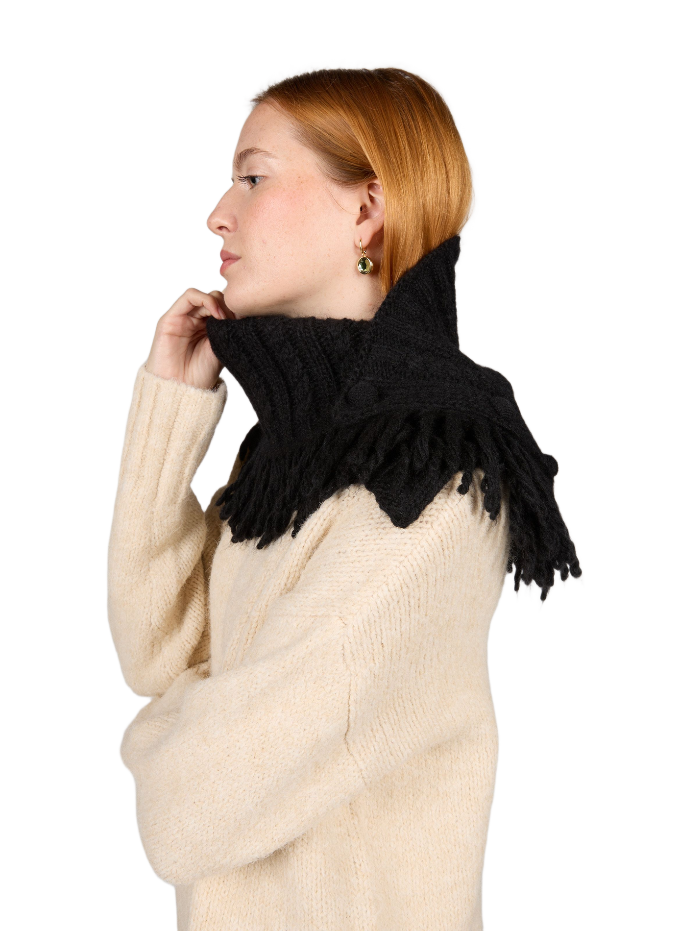 Bufanda lisa de punto trenzado MONCLER Negro