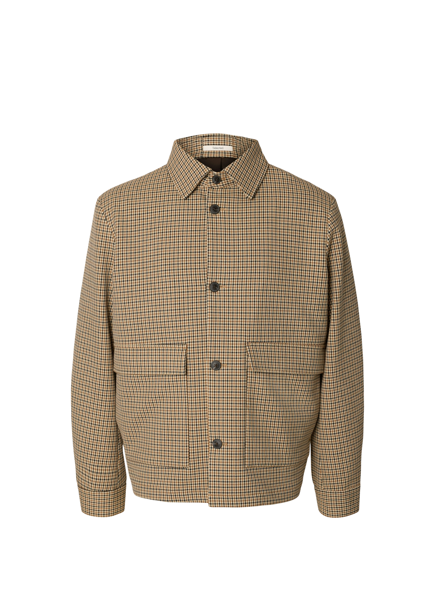 Gerade geschnittene, gemusterte Jacke mit Knöpfen SELECTED Beige