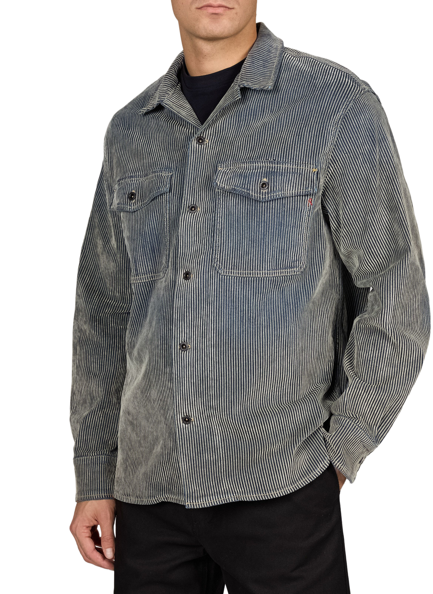Straight striped cotton blend jacket REPLAY Blue