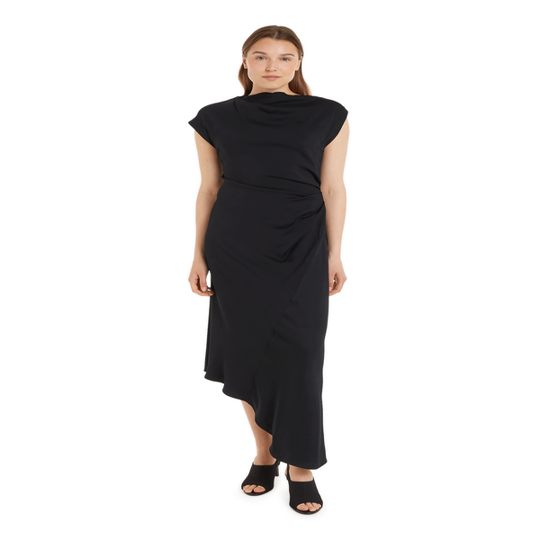 Calvin Klein Asymmetric Dress In Black