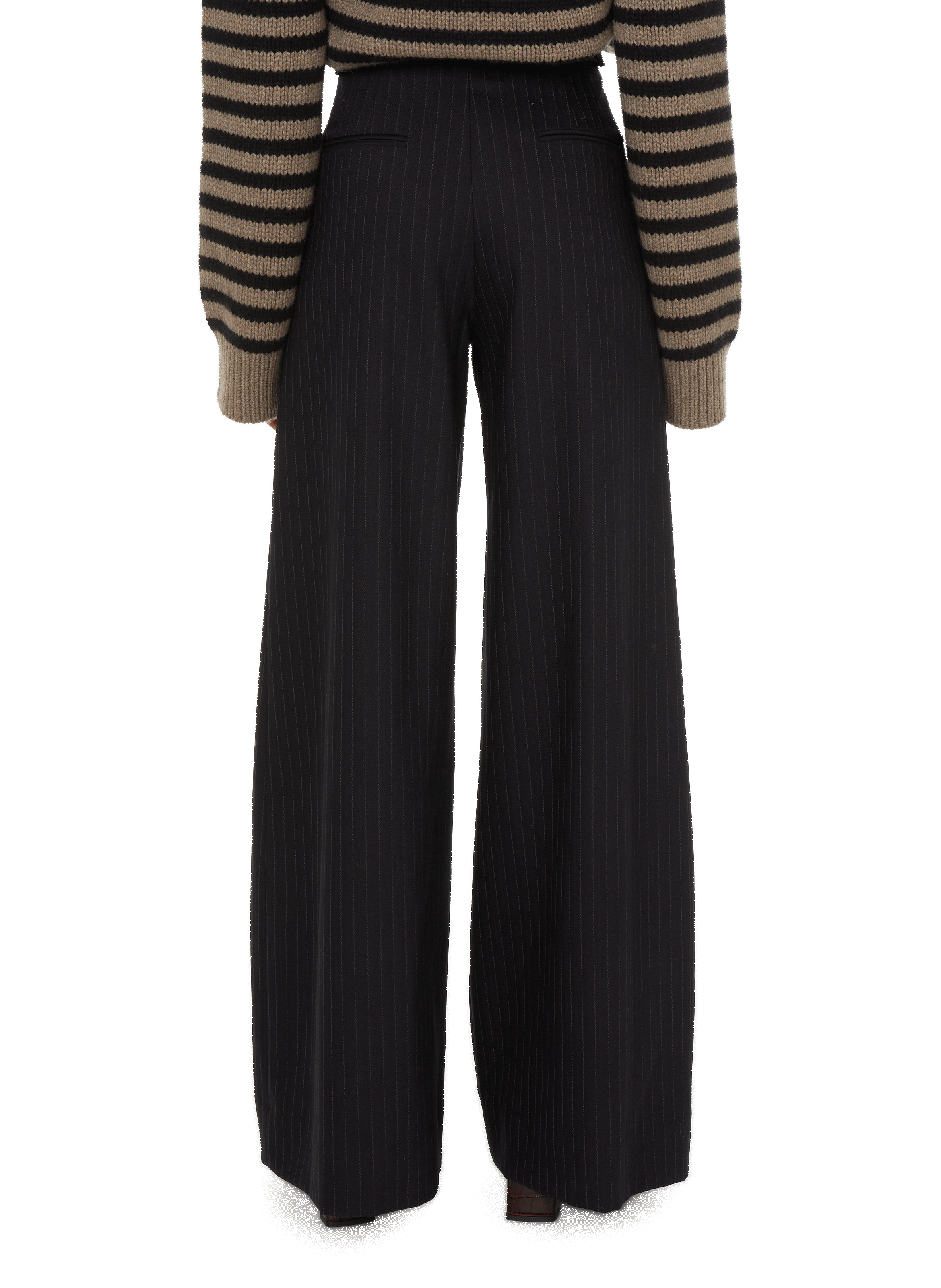 Pantalon rayé en laine vierge  KHAITE Bleu