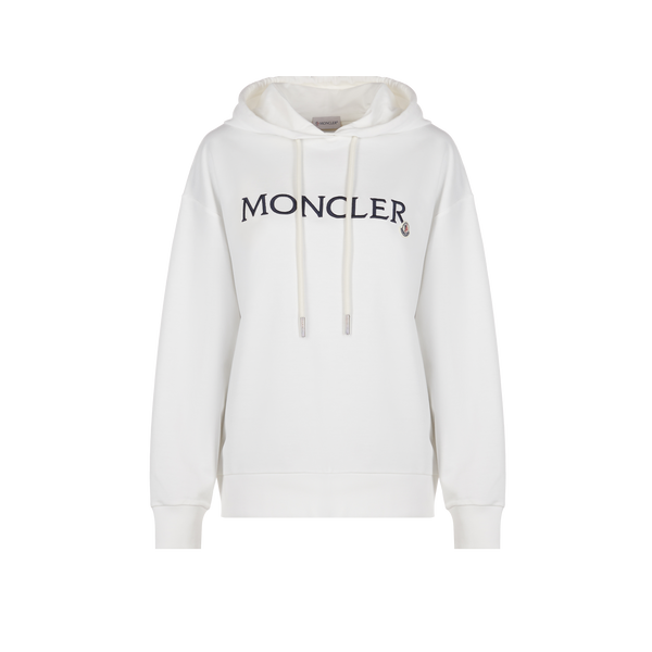 Moncler Organic Cotton-blend Hoodie With Logo In White