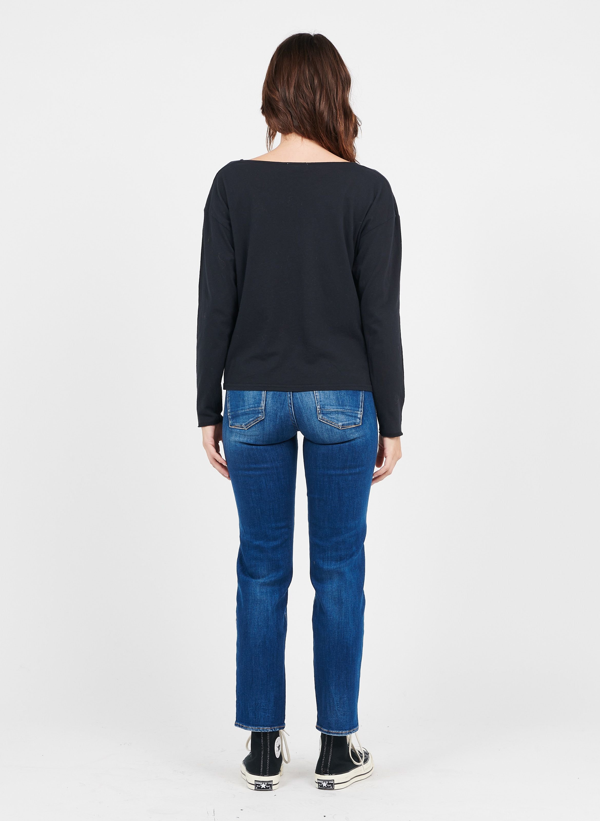 Tee-shirt ample à col bateau en coton aksun AMERICAN VINTAGE Noir