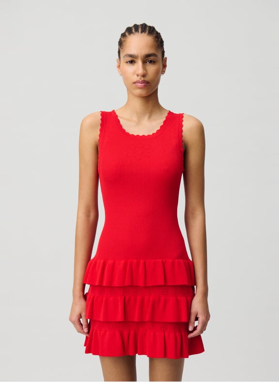 Robe courte en maille fine Rouge by CLAUDIE PIERLOT CLAUDIE PIERLOT Robe courte en maille fine Rouge