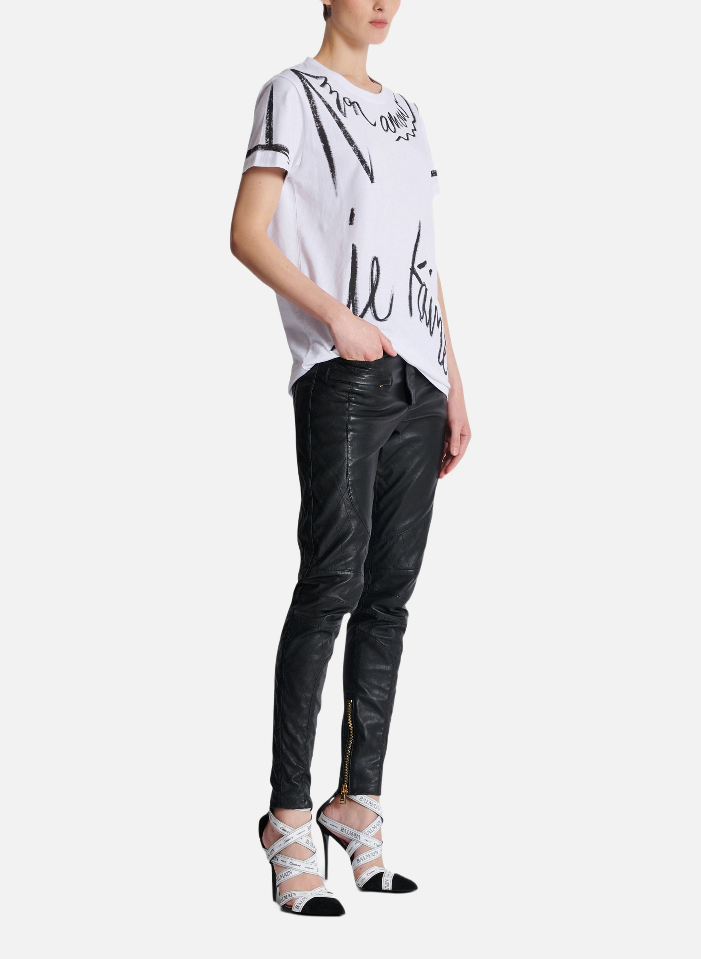 T-shirt à manches courtes imprimé « je t'aime » BALMAIN Blanc