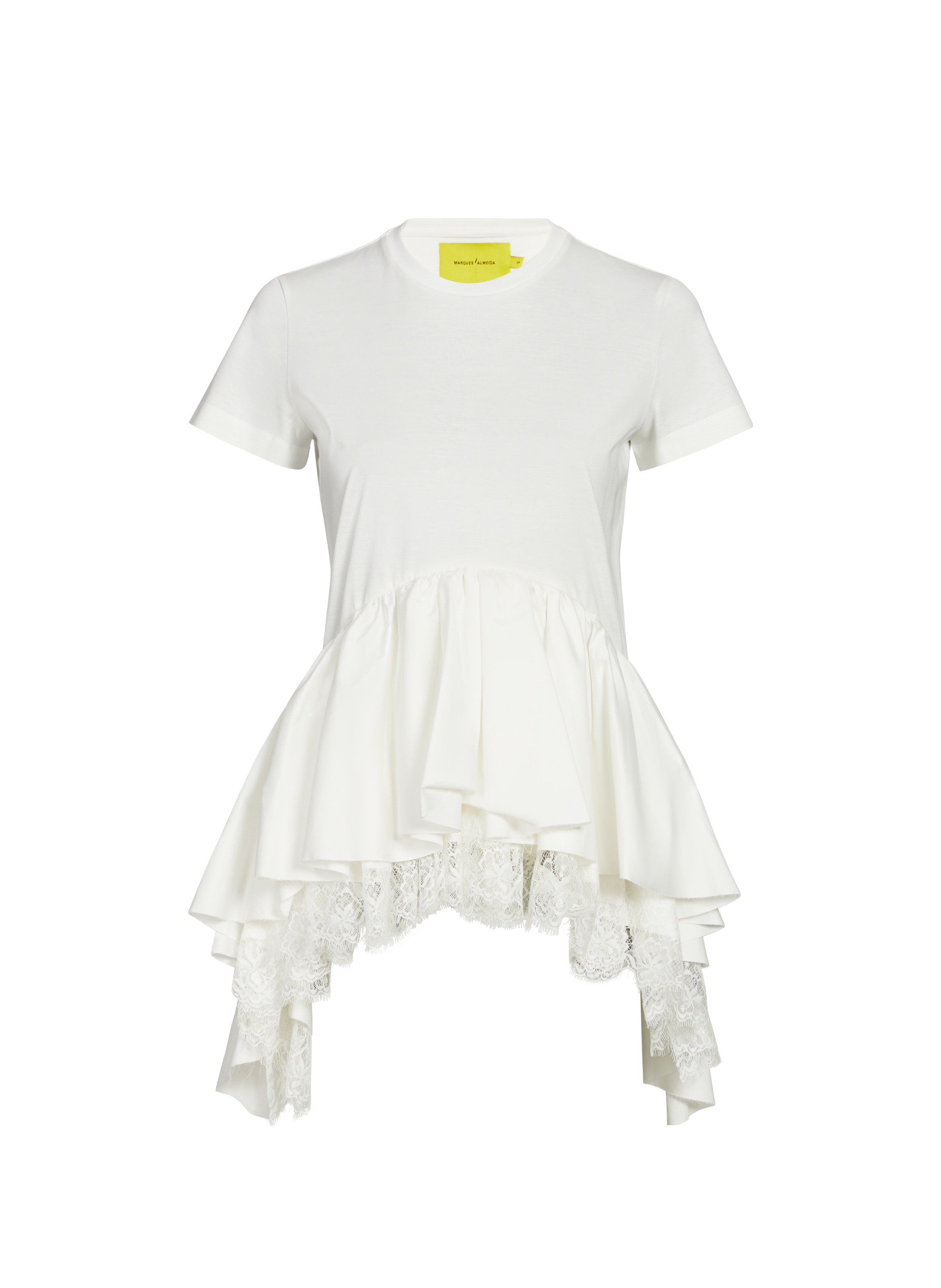 T-shirt à volants et ourlets MARQUES ALMEIDA Blanc