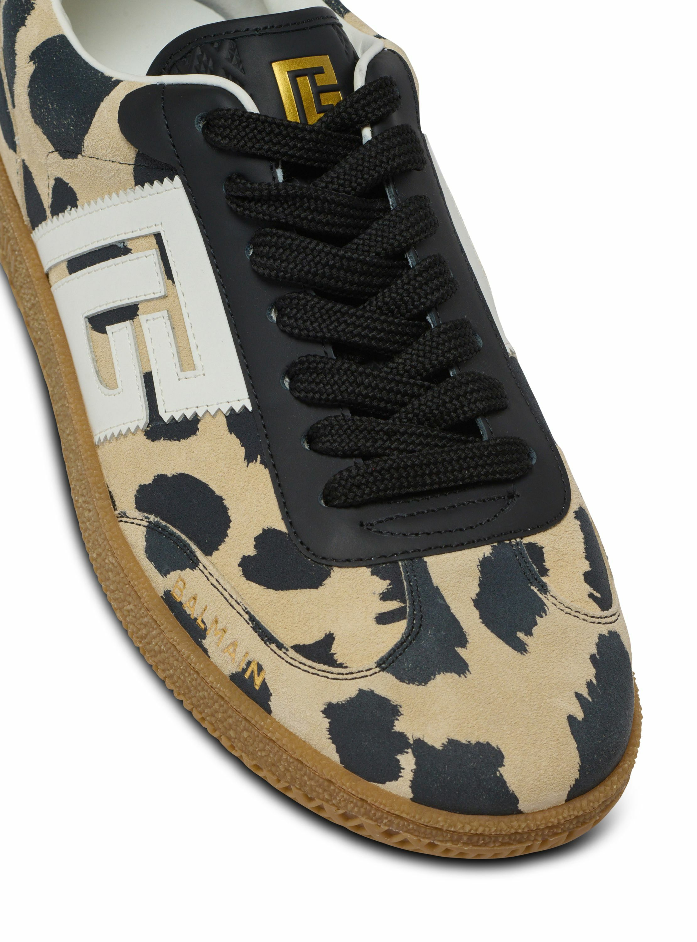 Baskets balmain swan en cuir suédé imprimé léopard BALMAIN Marron