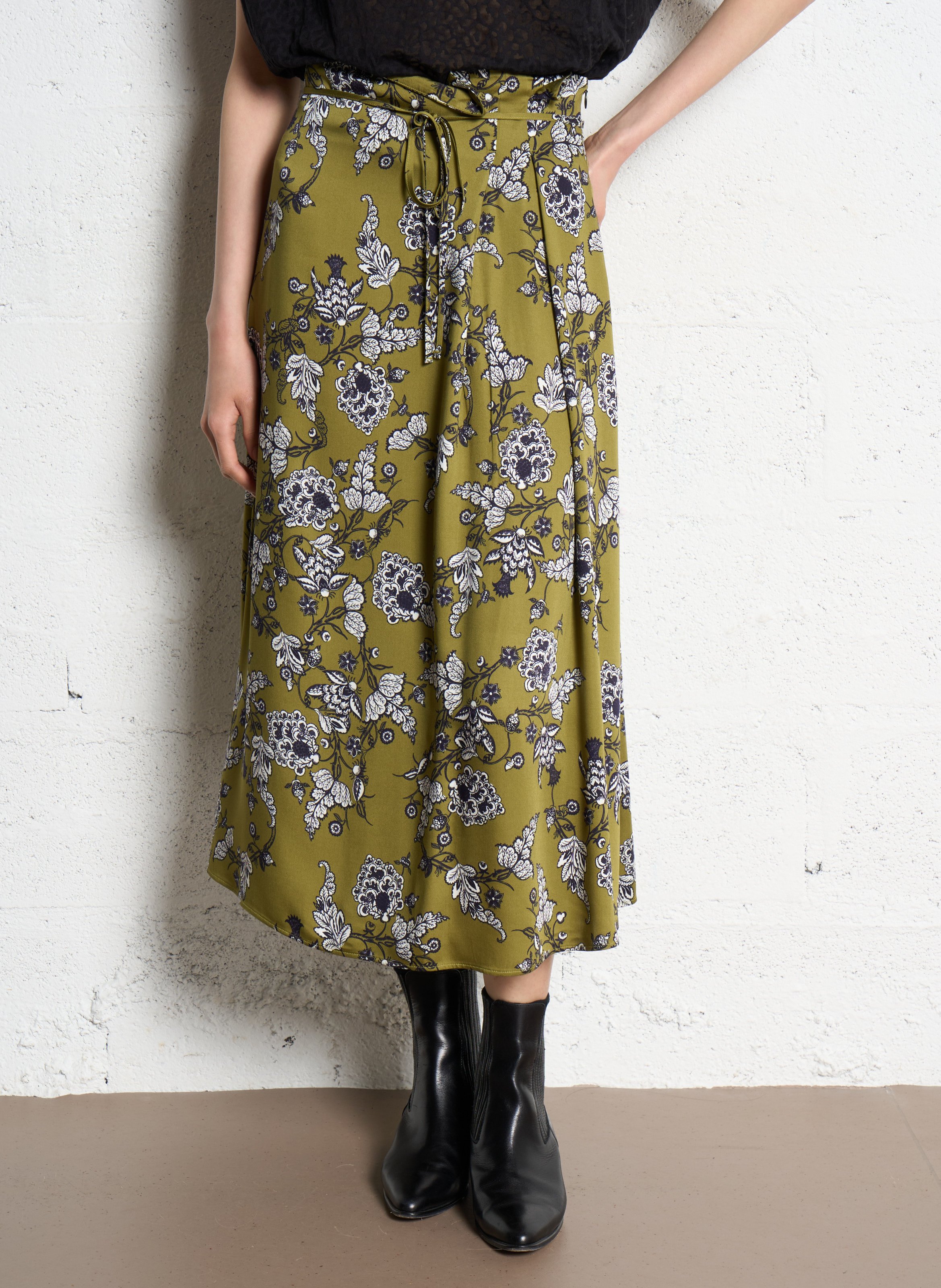 Jupe midi imprimée IKKS Vert