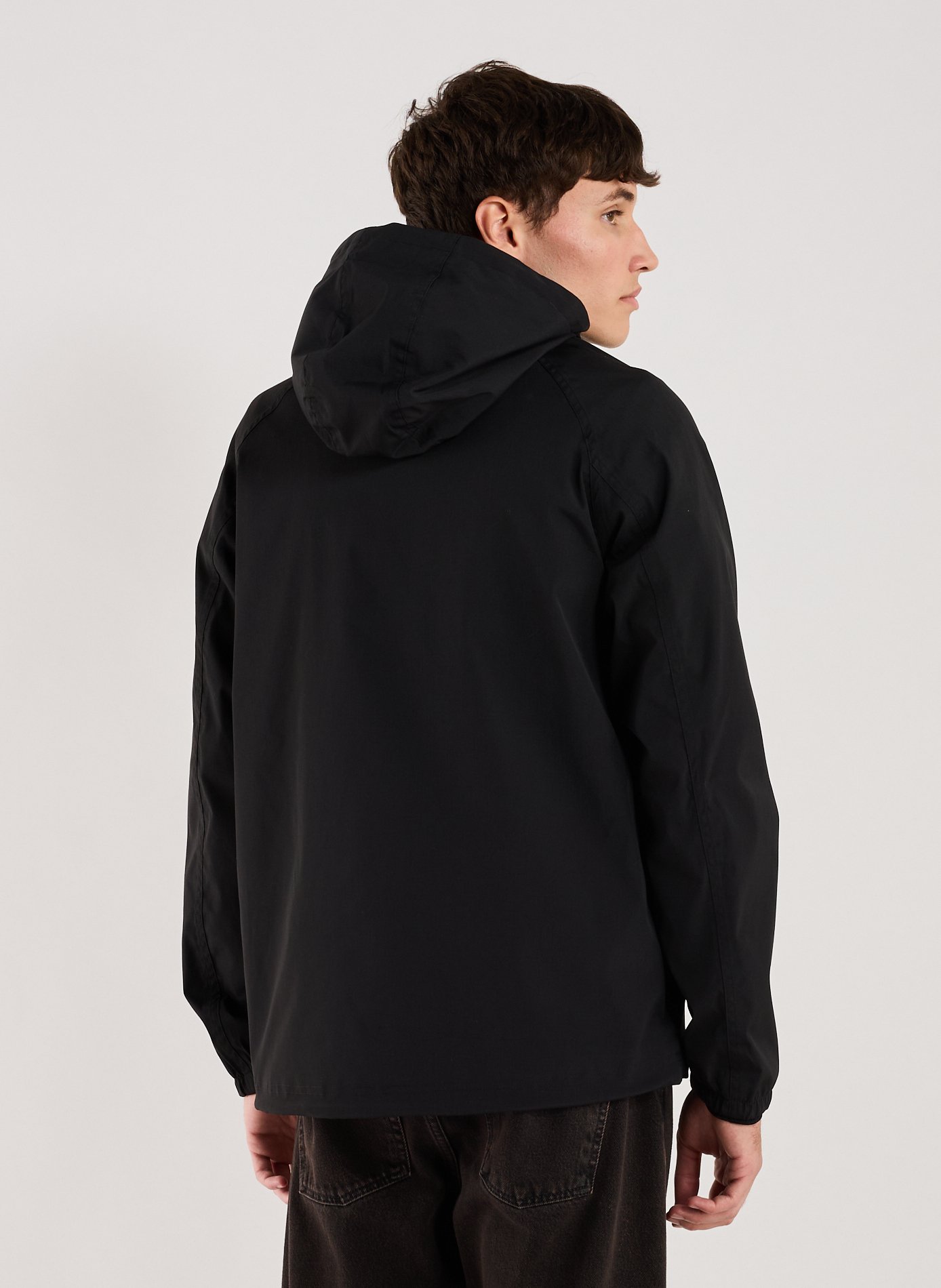 Recycled polyester-blend windbreaker jacket Black