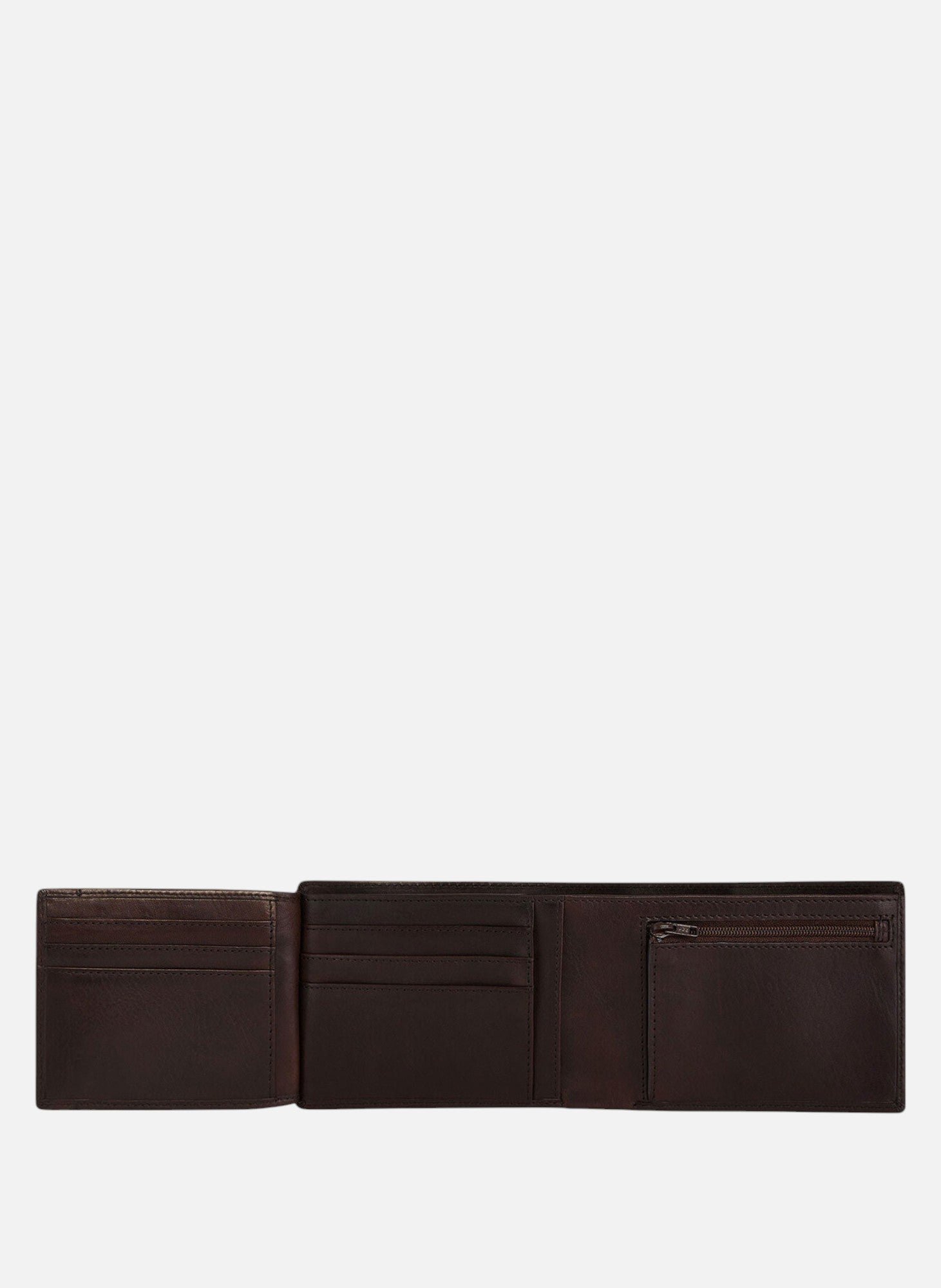 Portefeuille horizontal zippé 2 volets en cuir huilé LE TANNEUR Marron