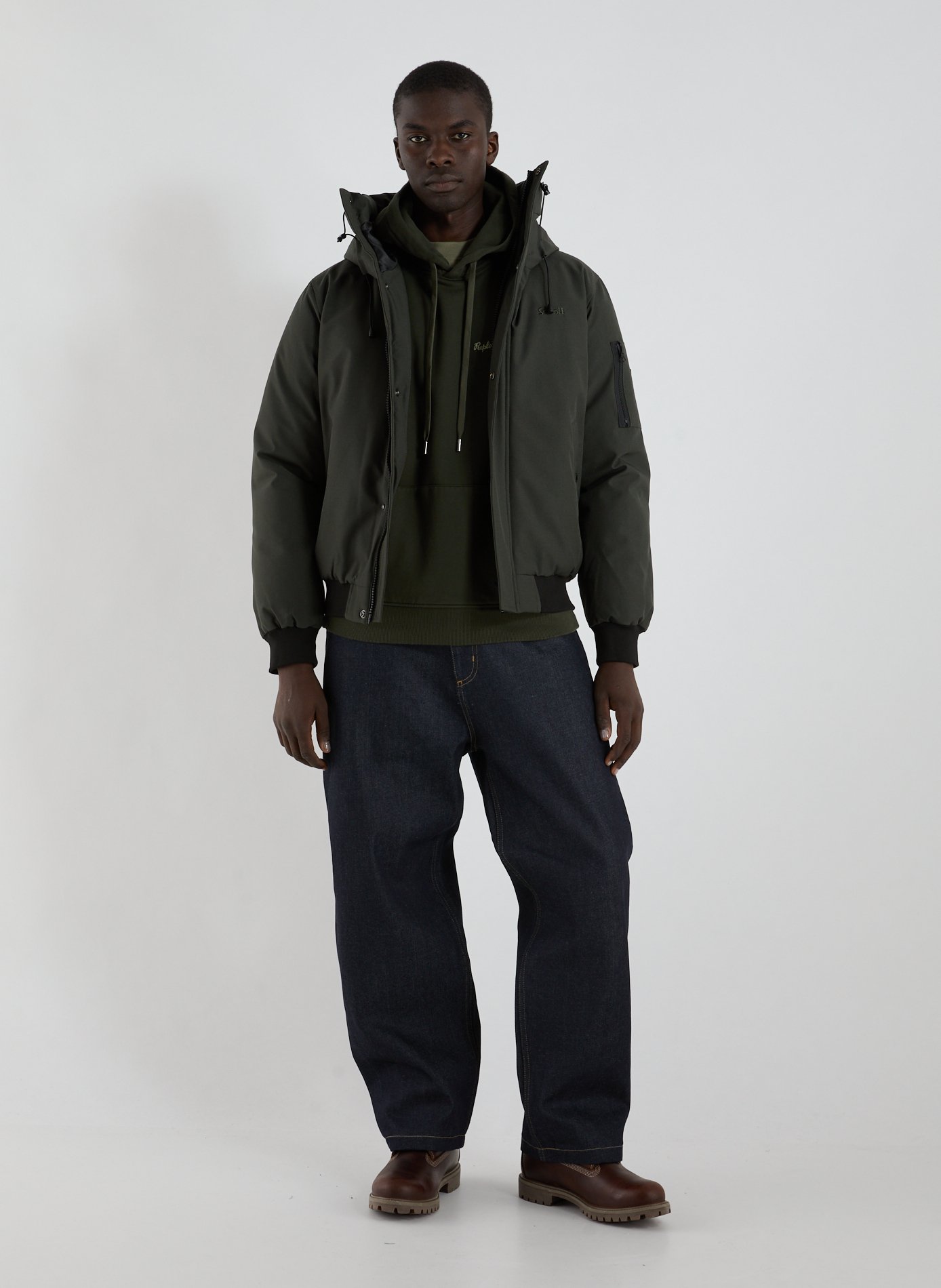 Parka unie à capuche SCHOTT Kaki