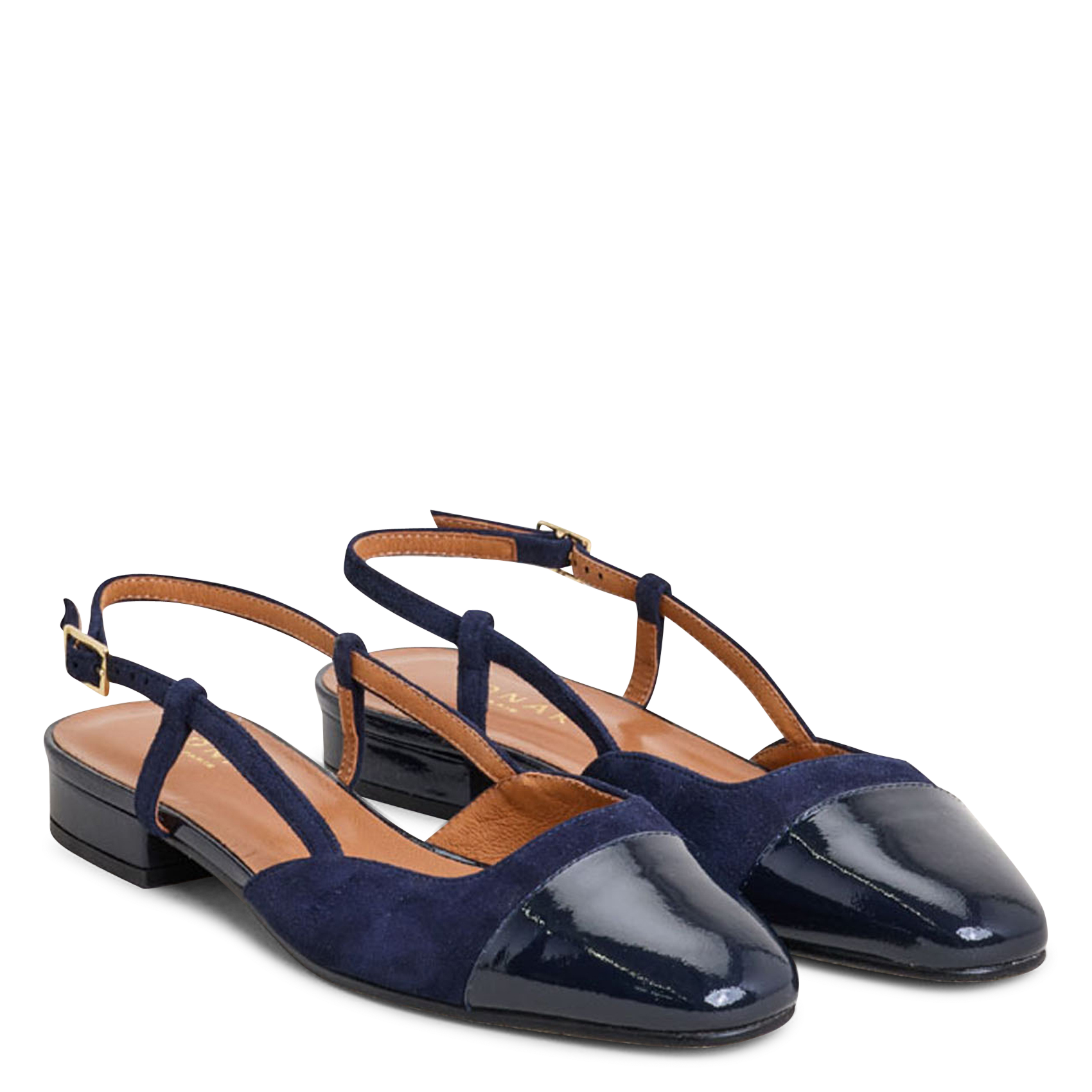 Ballerines en cuir bi-matière dhapou JONAK Bleu