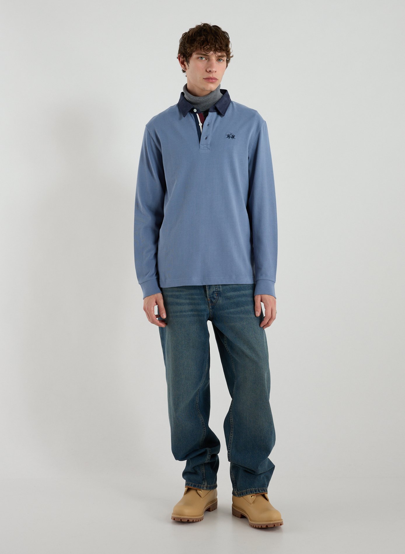 Polo à manches longues en coton LA MARTINA Bleu