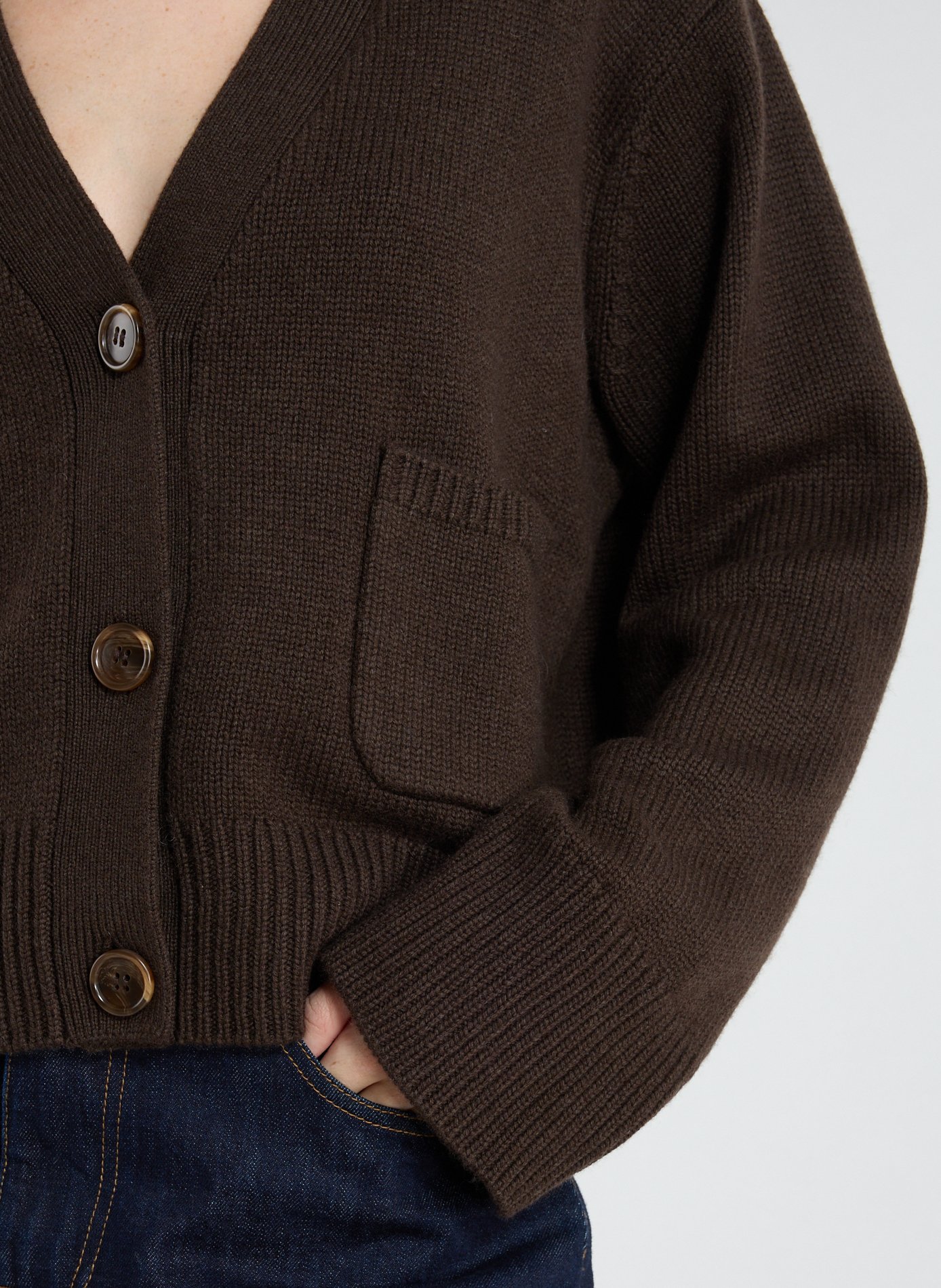 V-neck wool and cashmere Beja cardigan ALMADA Brown