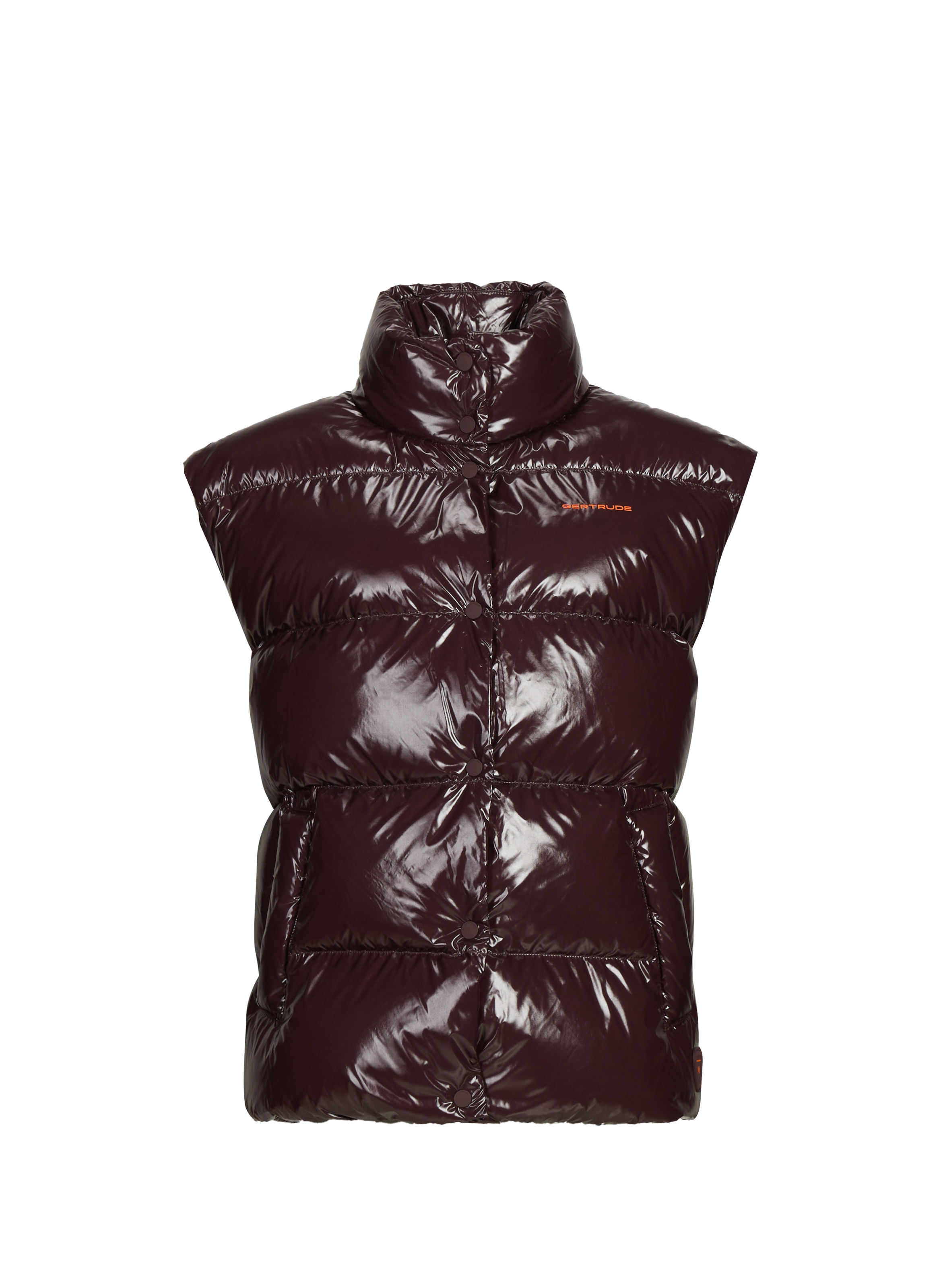 GERTRUDE ET GASTON Quilted sleeveless puffer jacket with high neck Red