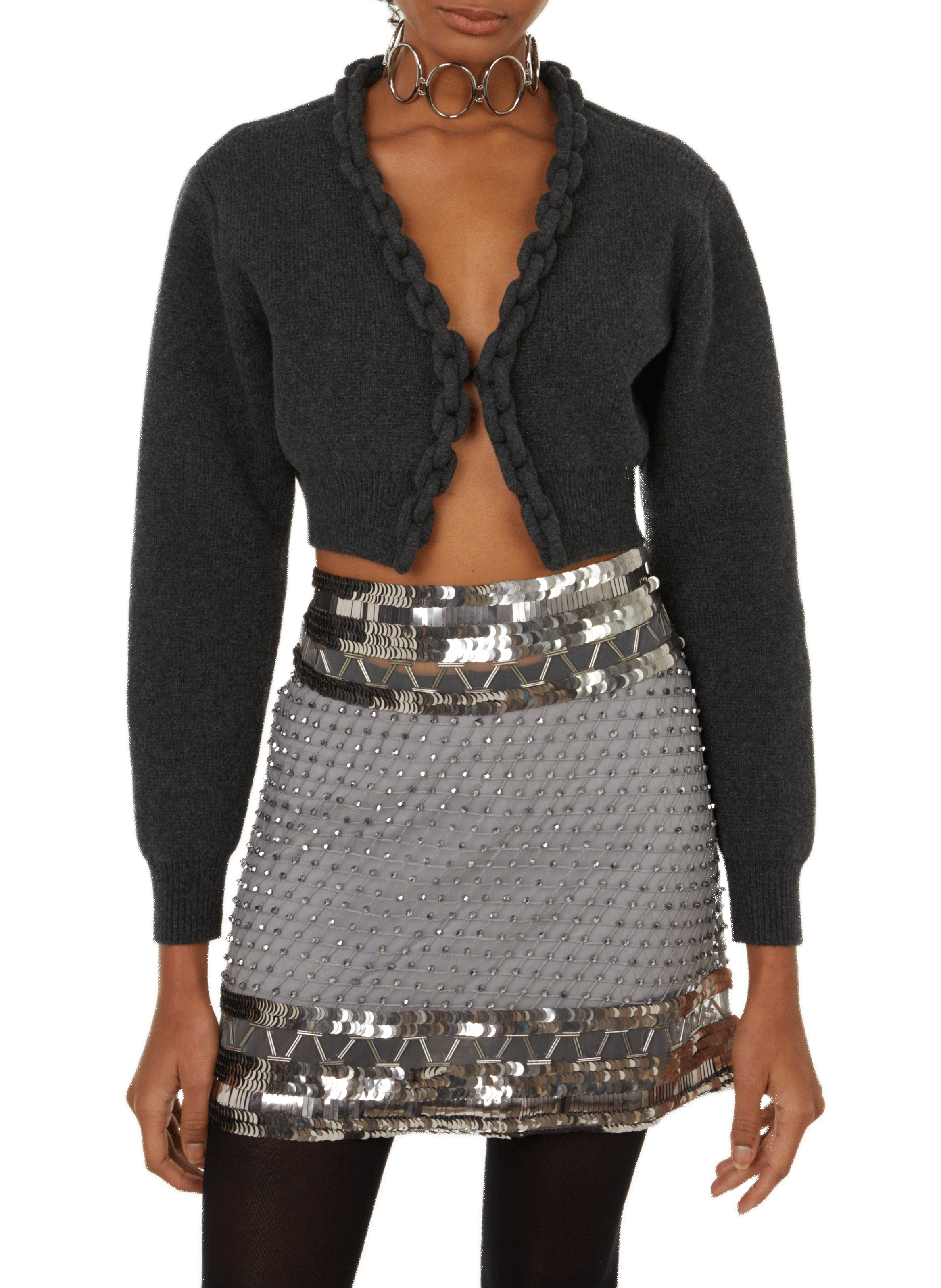 ALEXANDER WANG Cardigan en laine et cachemire  Gris