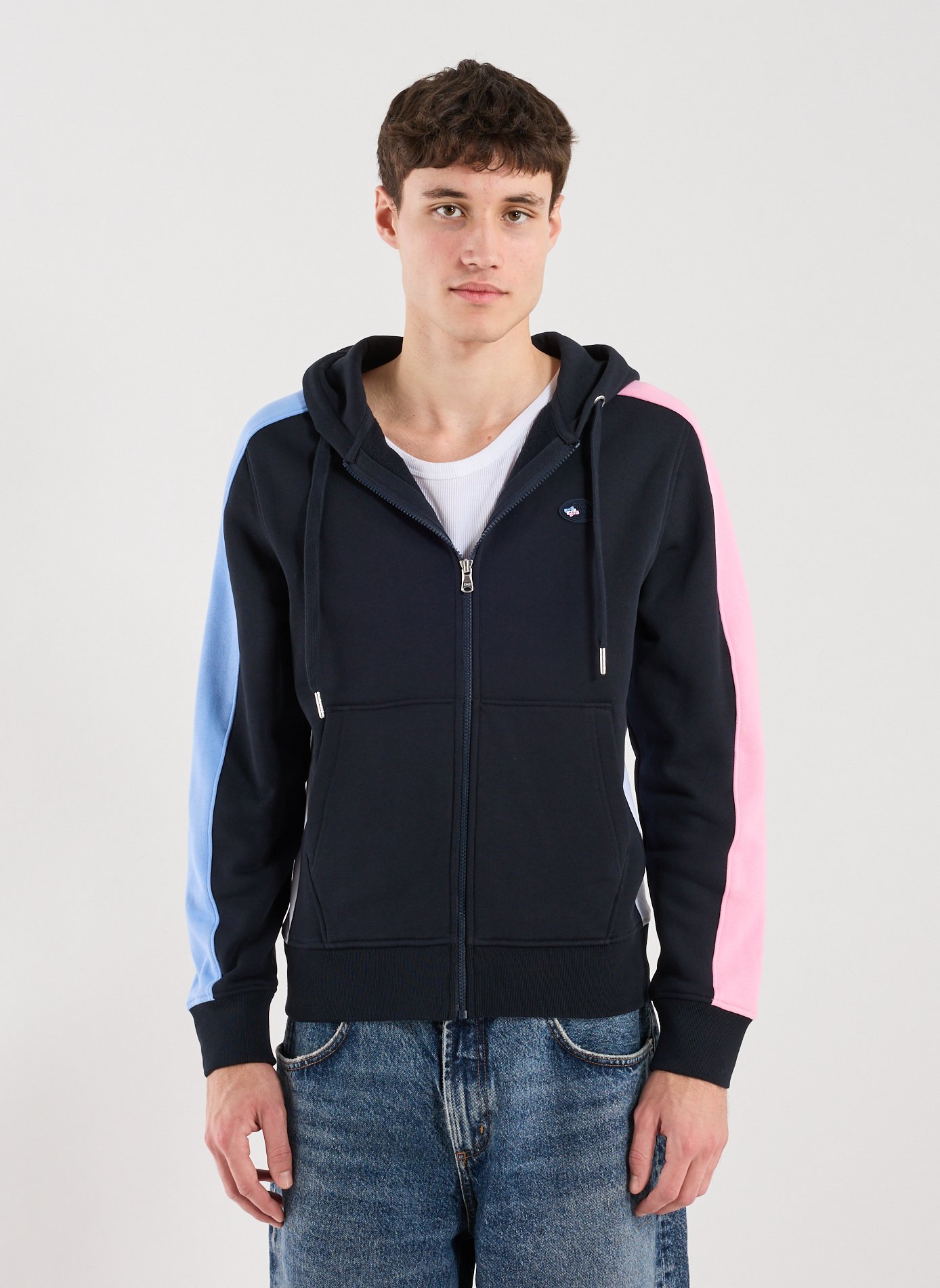 Zip-up hooded cotton sweatshirt EDEN PARK Pink