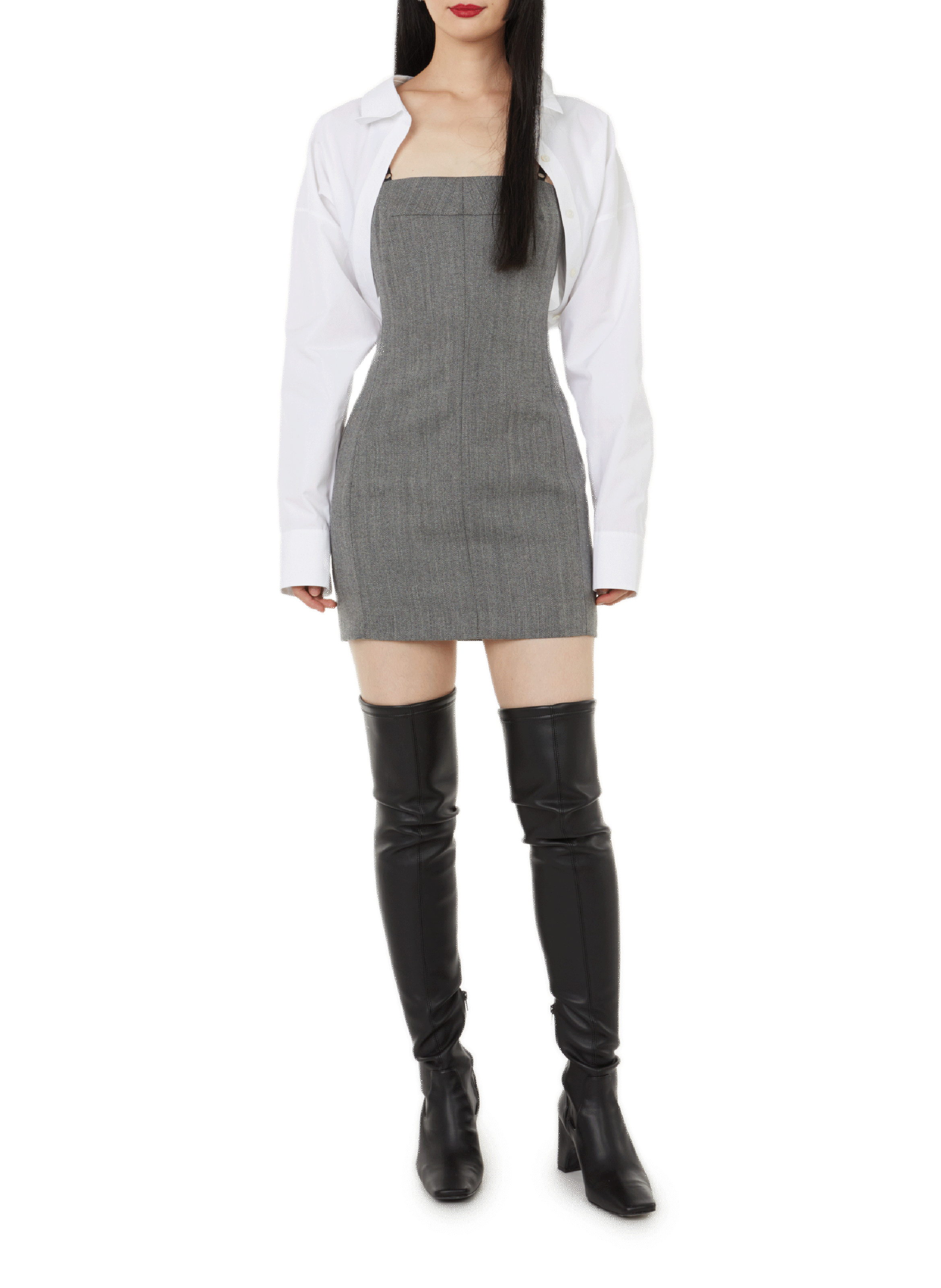 Robe courte en laine avec chemise  ALEXANDER WANG Gris