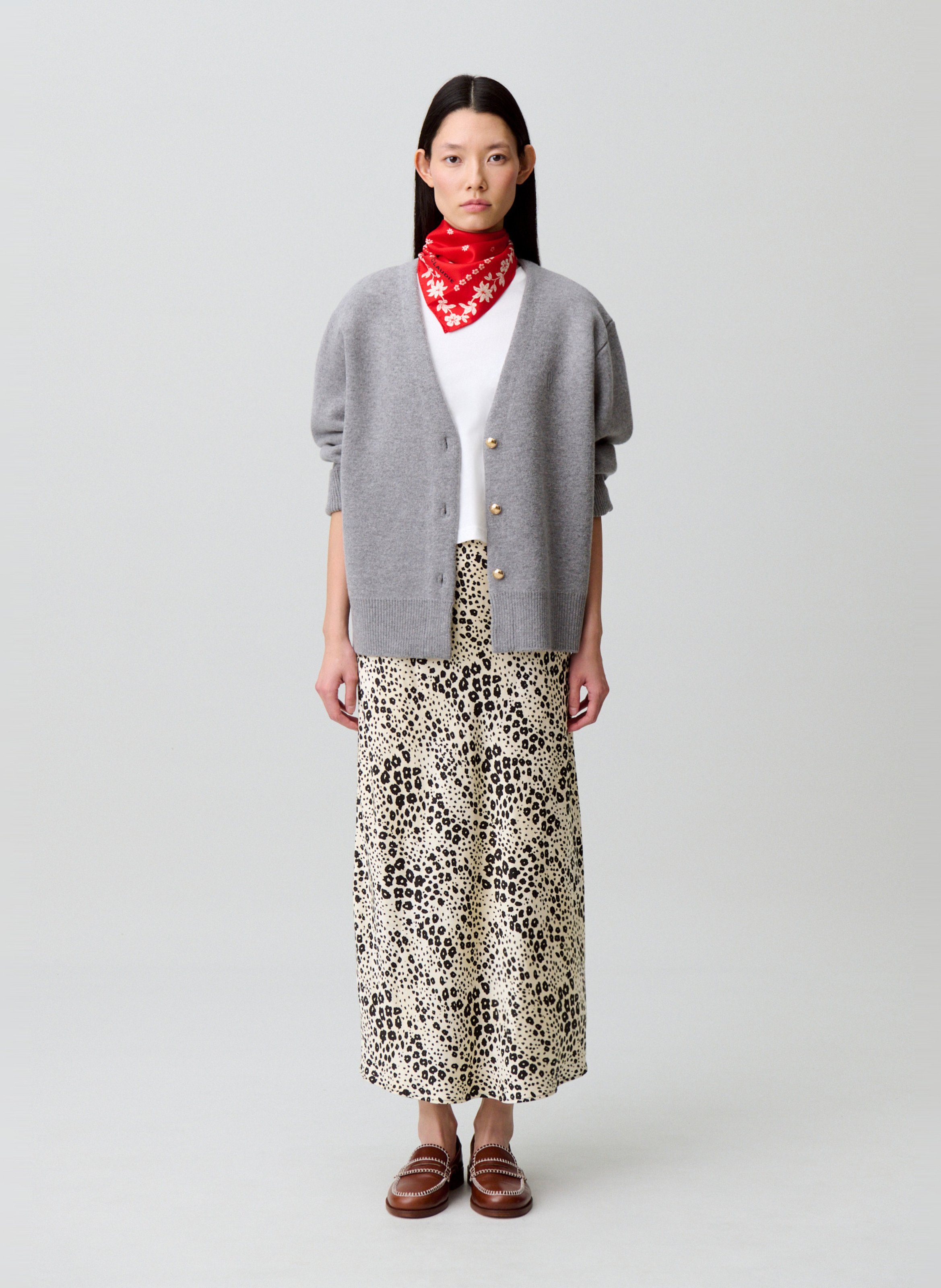 Gilet col v en laine mélangée CLAUDIE PIERLOT Gris