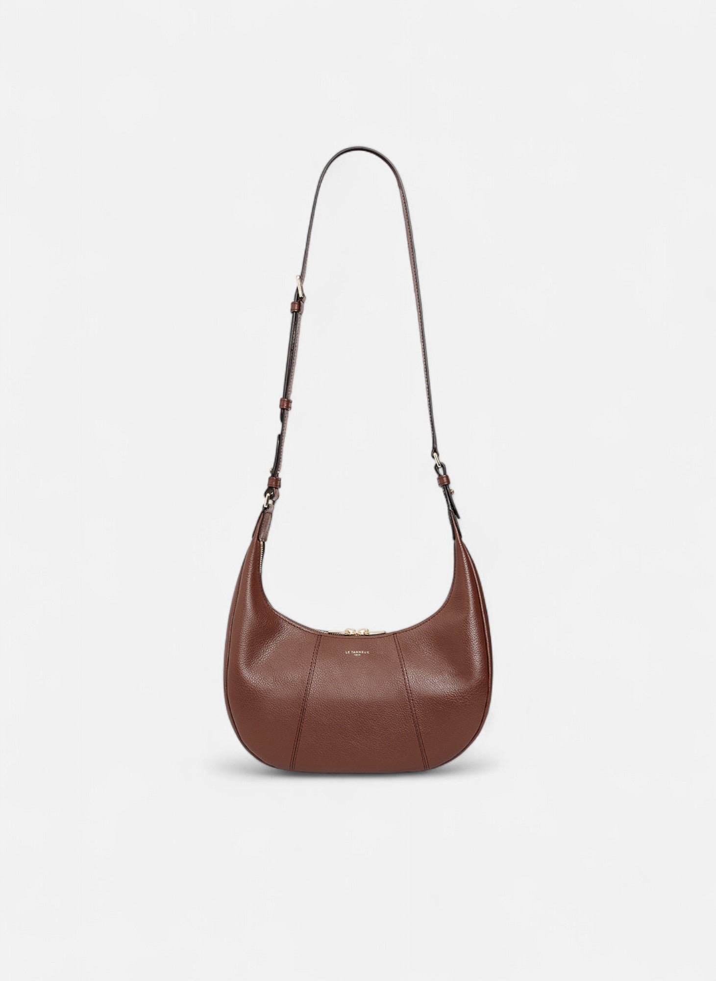Petit sac hobo juliette en cuir grainé LE TANNEUR Marron