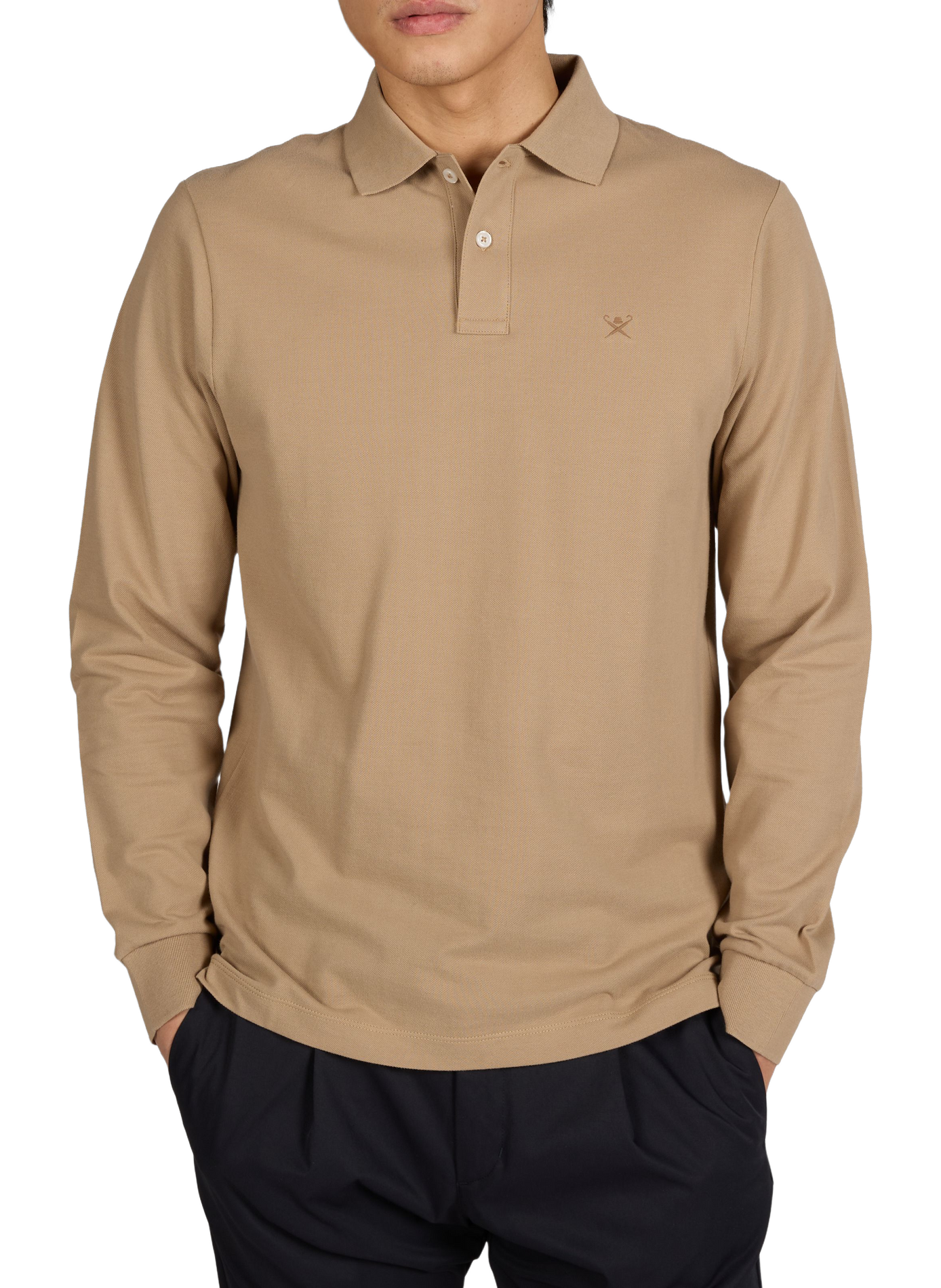 Long-sleeve cotton Polo shirt HACKETT Beige