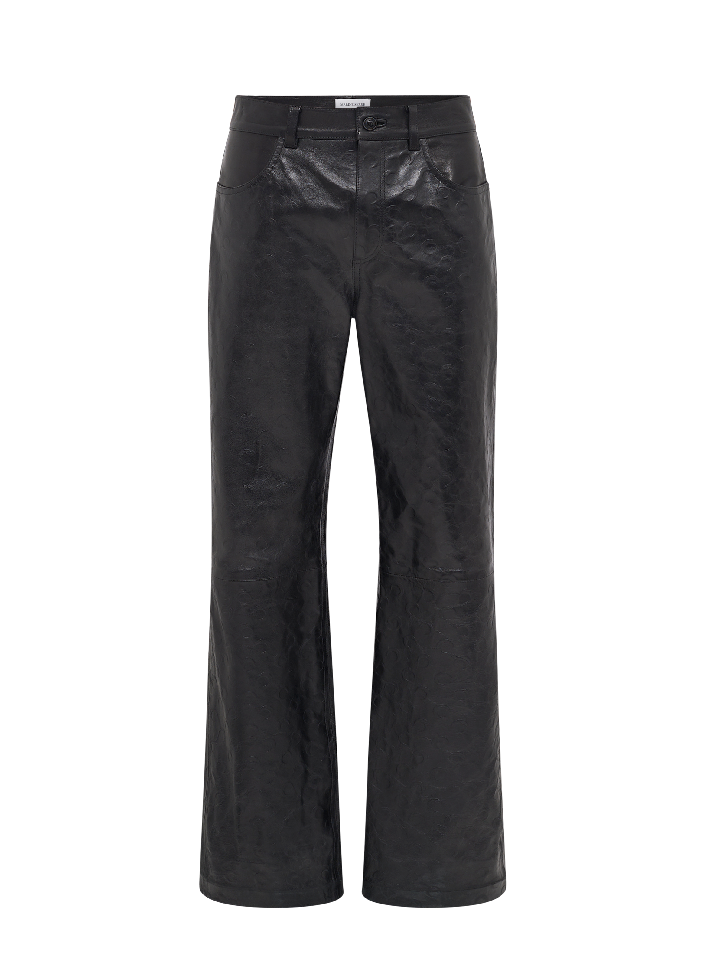 Glossy moon leather straight trousers MARINE SERRE Black