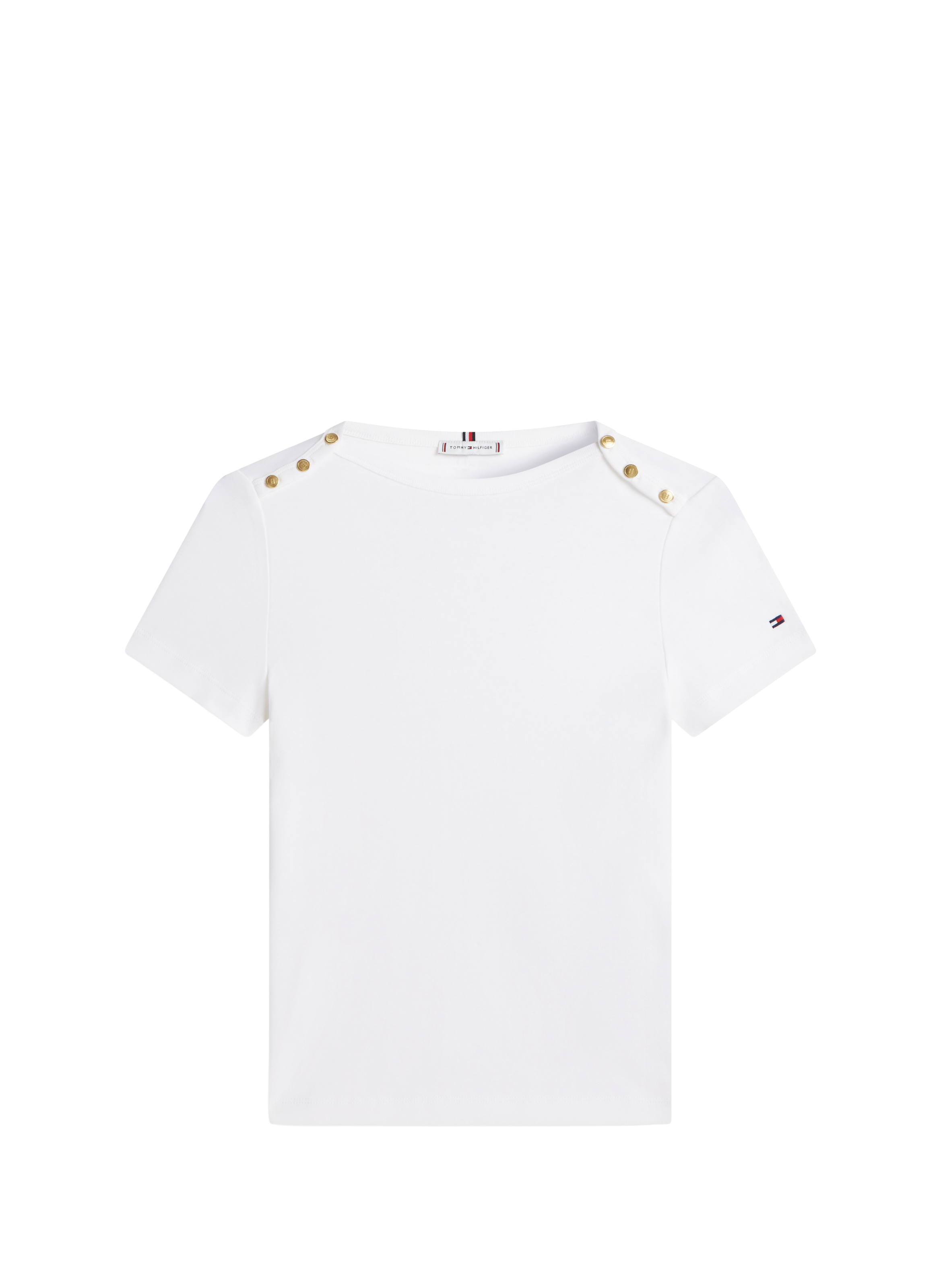 T-shirt à boutons rayé en coton TOMMY HILFIGER Blanc