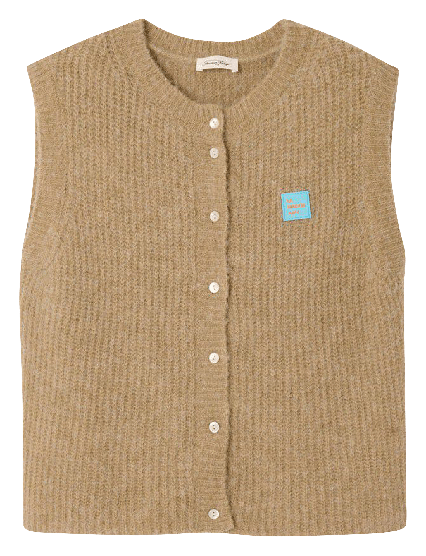 Gilet sans manches en maille duveteuse east AMERICAN VINTAGE Beige