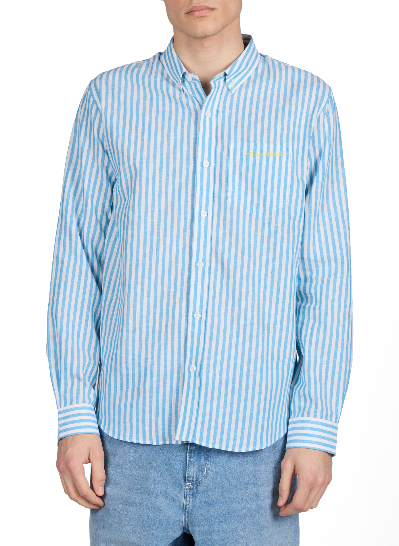 Chemise à rayures en lin et coton  MAISON LABICHE Bleu