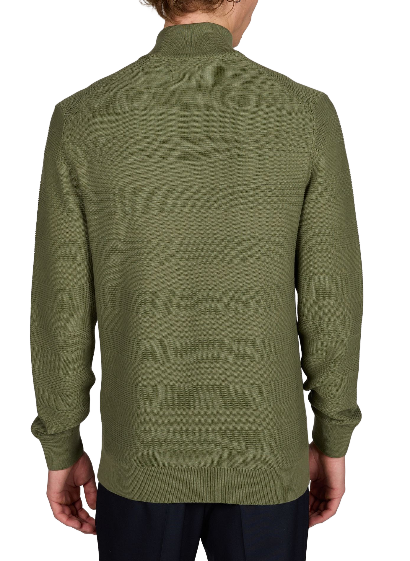 Solid high-neck zip-up sweater GANT Green