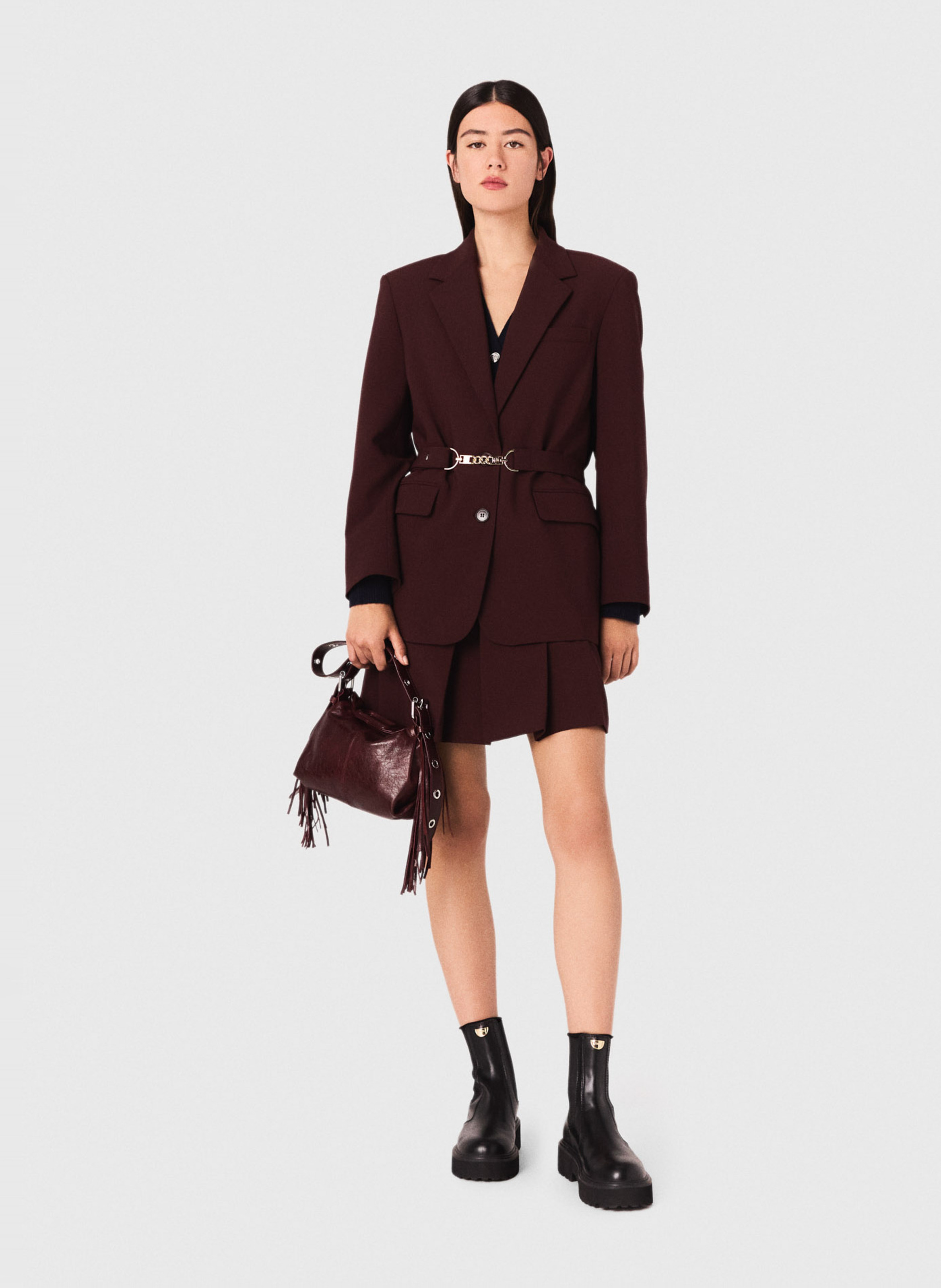 Veste col tailleur en laine mélangée MAJE Rouge