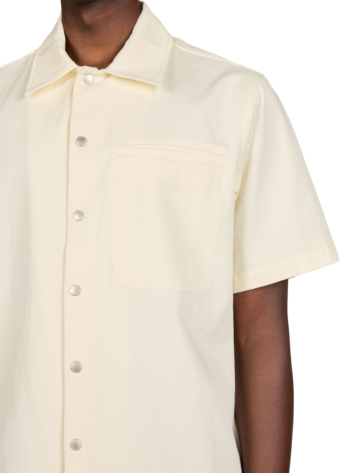Chemise à manches courtes en coton, soie et lin mélangés CARRER Beige