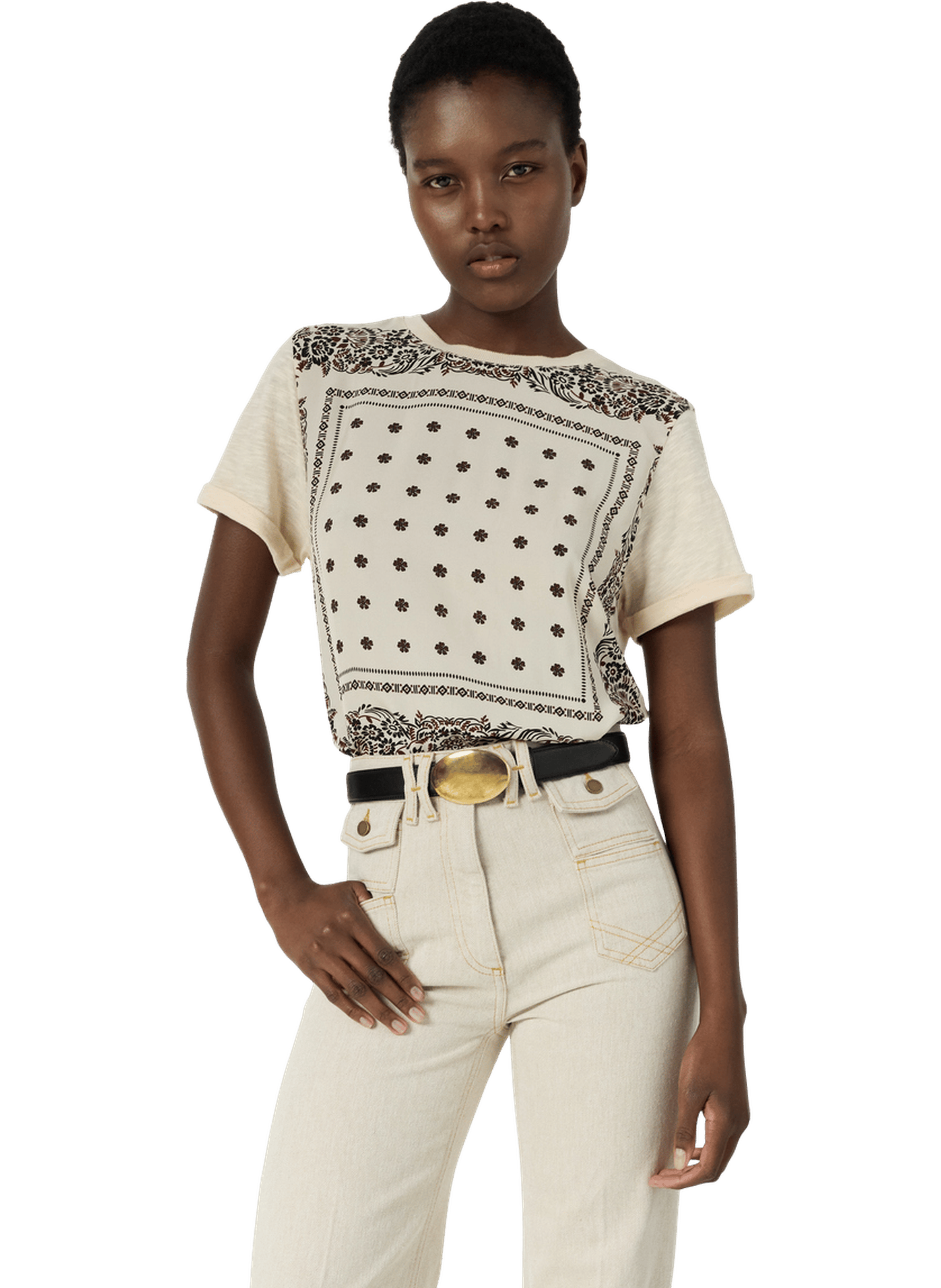 T-shirt bi matière esprit foulard - manolia GERARD DAREL Beige