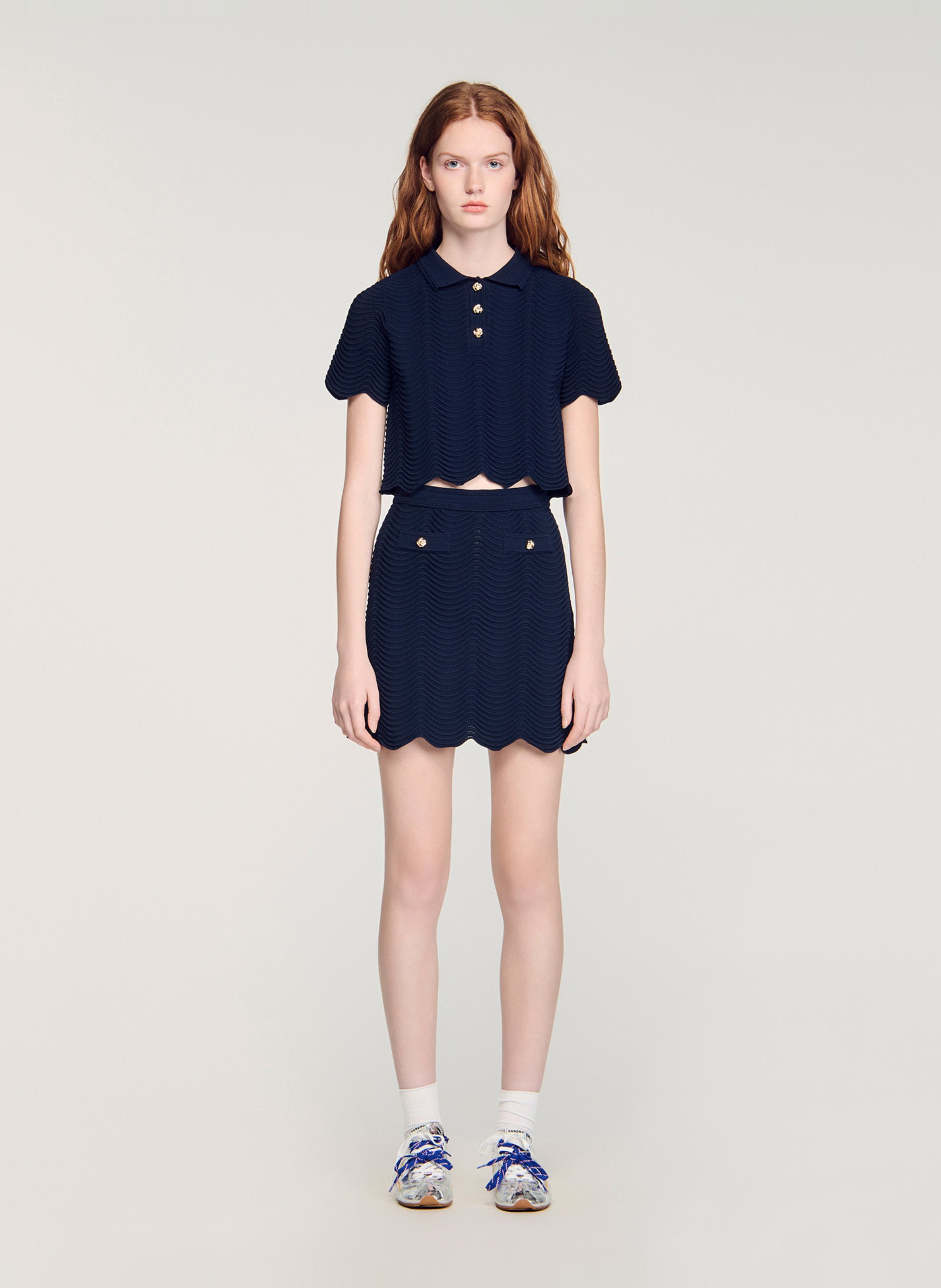 Pull droit en jacquard SANDRO Bleu