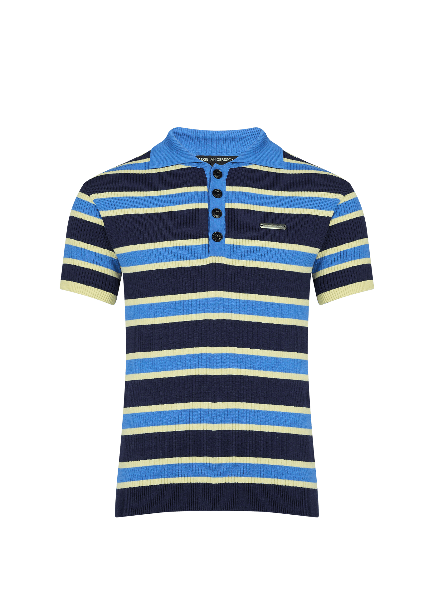 Short-sleeved polo shirt in cotton and wool stripes ANDERSSON BELL Blue