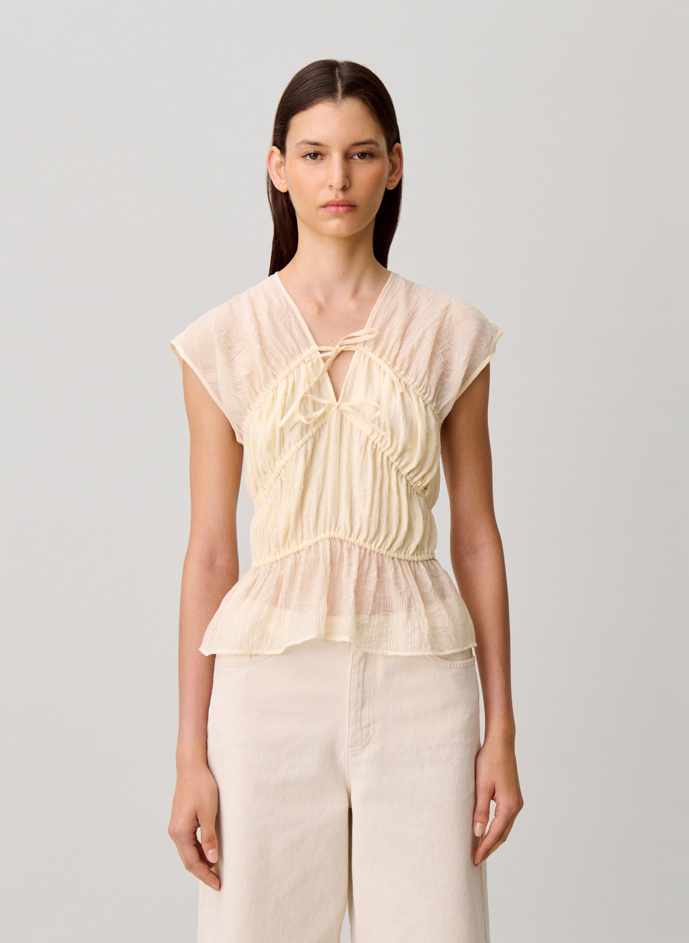 Top sans manches à fronces CLAUDIE PIERLOT Blanc