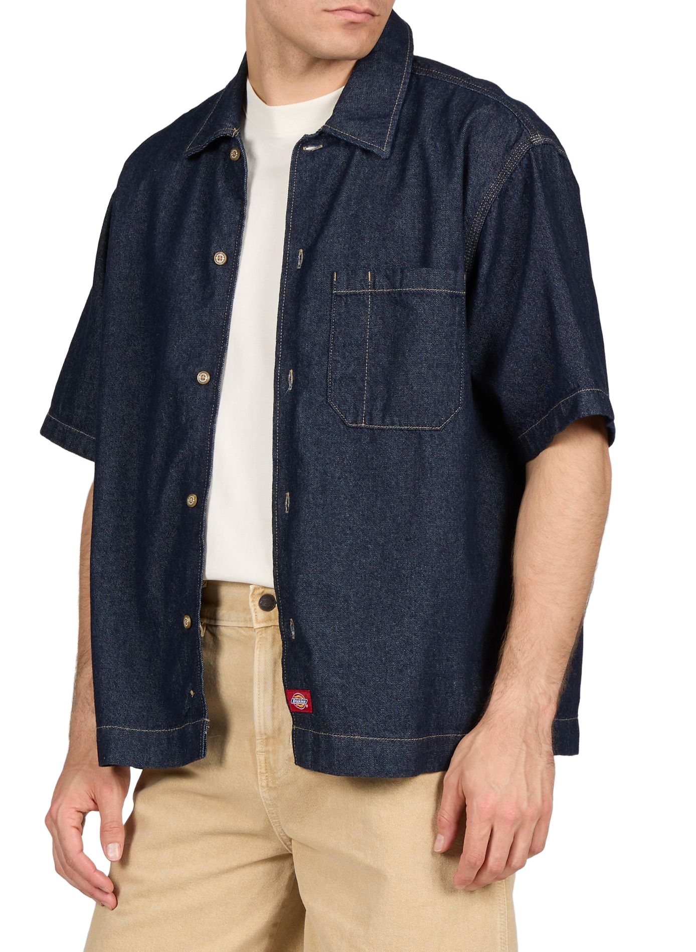 Chemise à manches courtes en denim de coton DICKIES Bleu