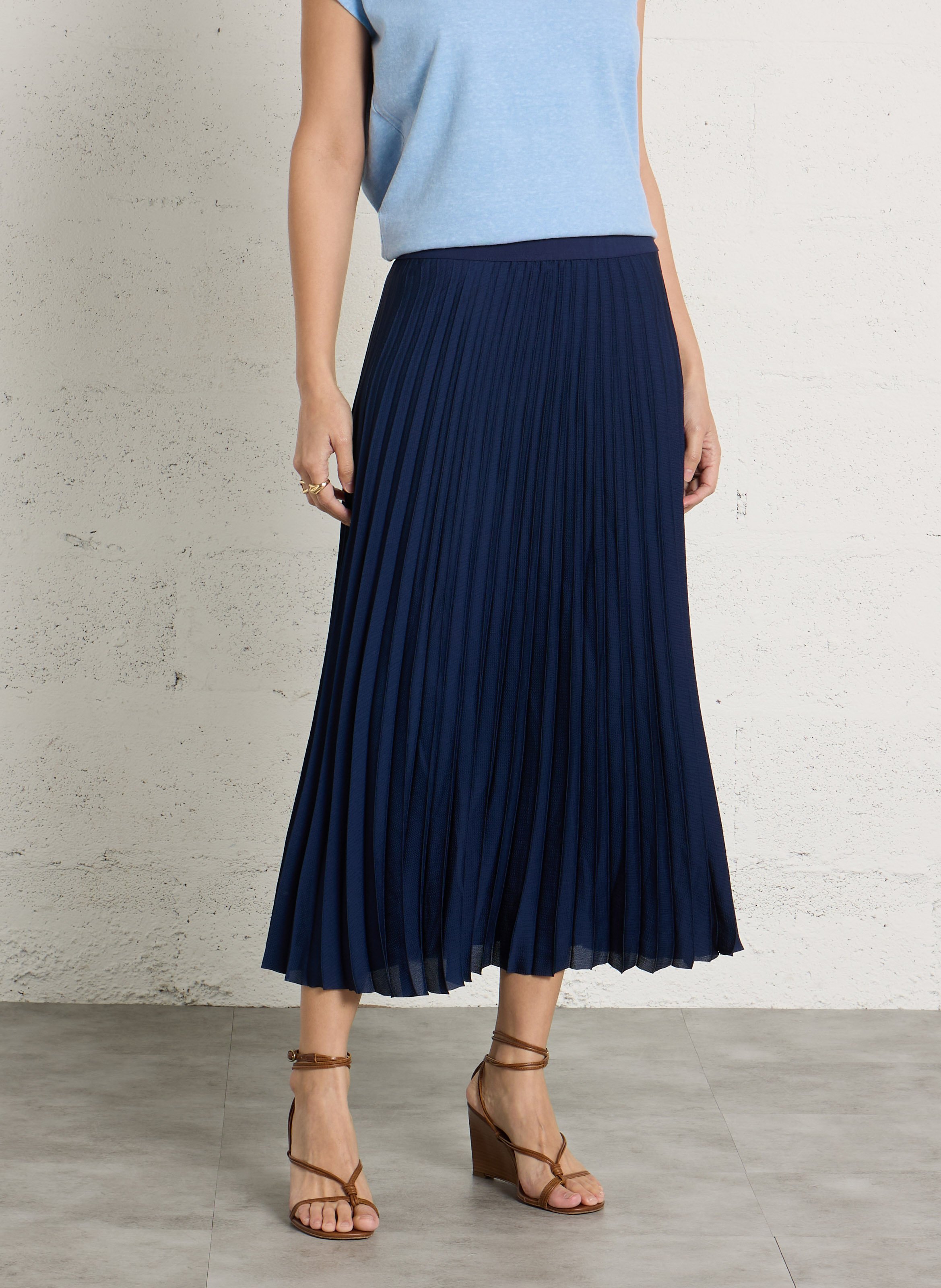 Jupe midi plissée esther MAISON 123 Bleu
