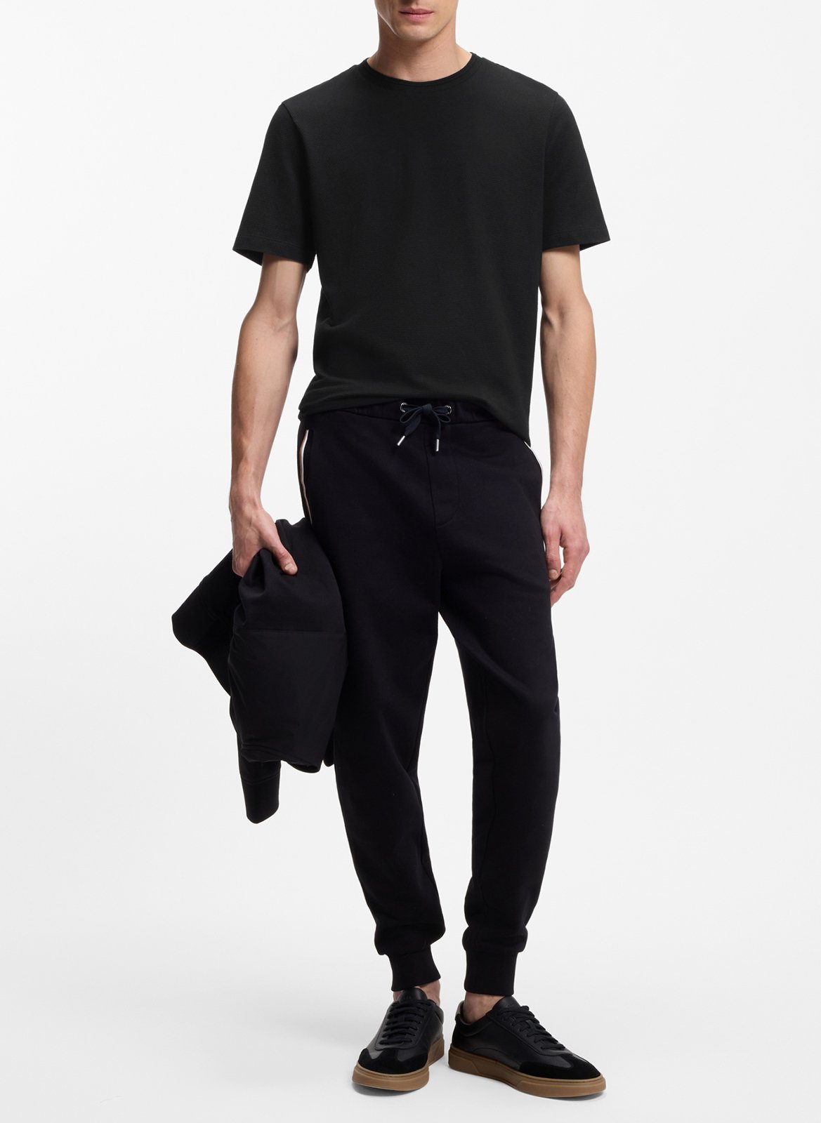 Tee-shirt col rond regular fit en coton mélangé tiburt BOSS Noir