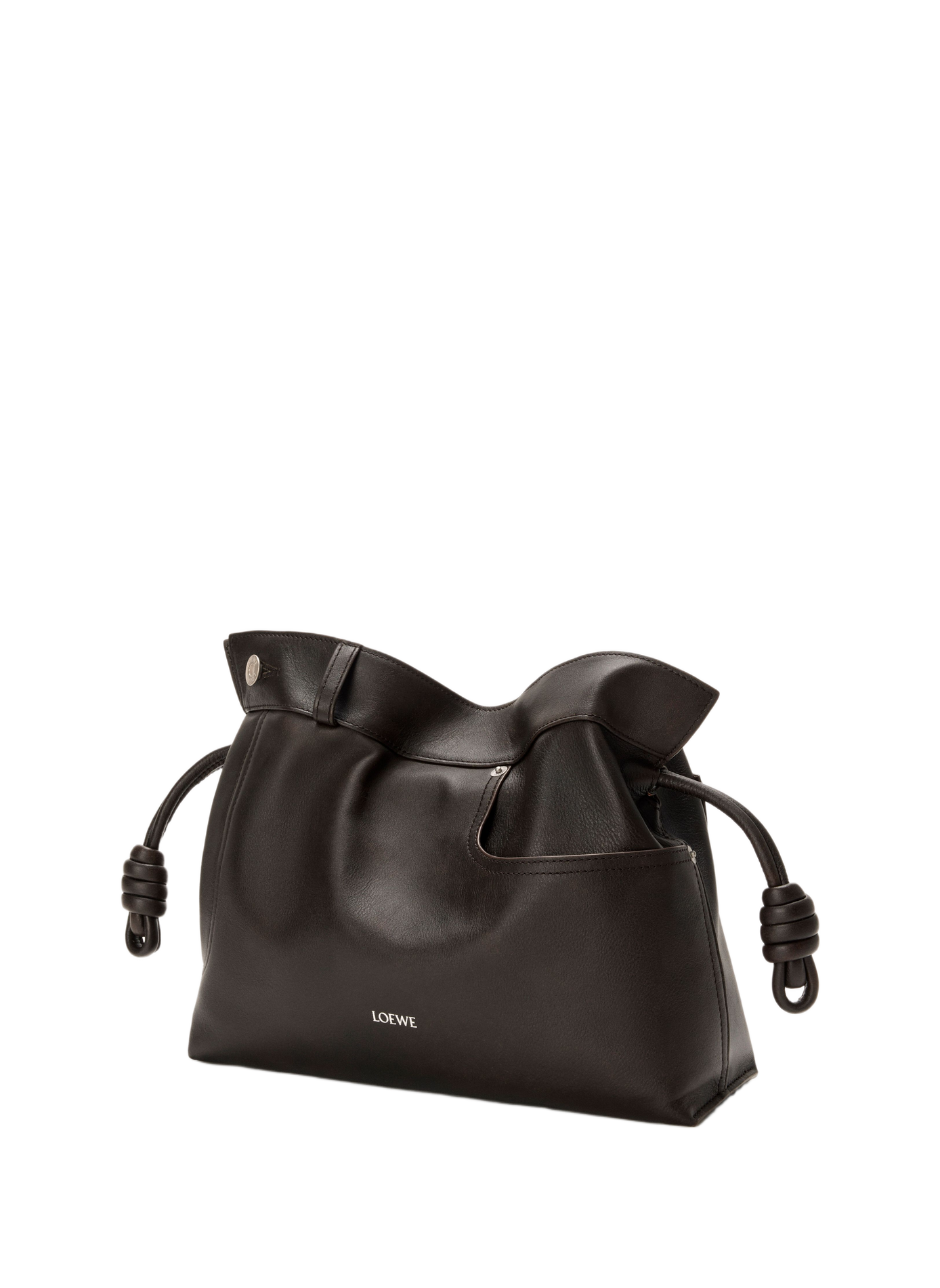 Flamenco medium Panta calf leather clutch in shiny calf leather LOEWE Brown