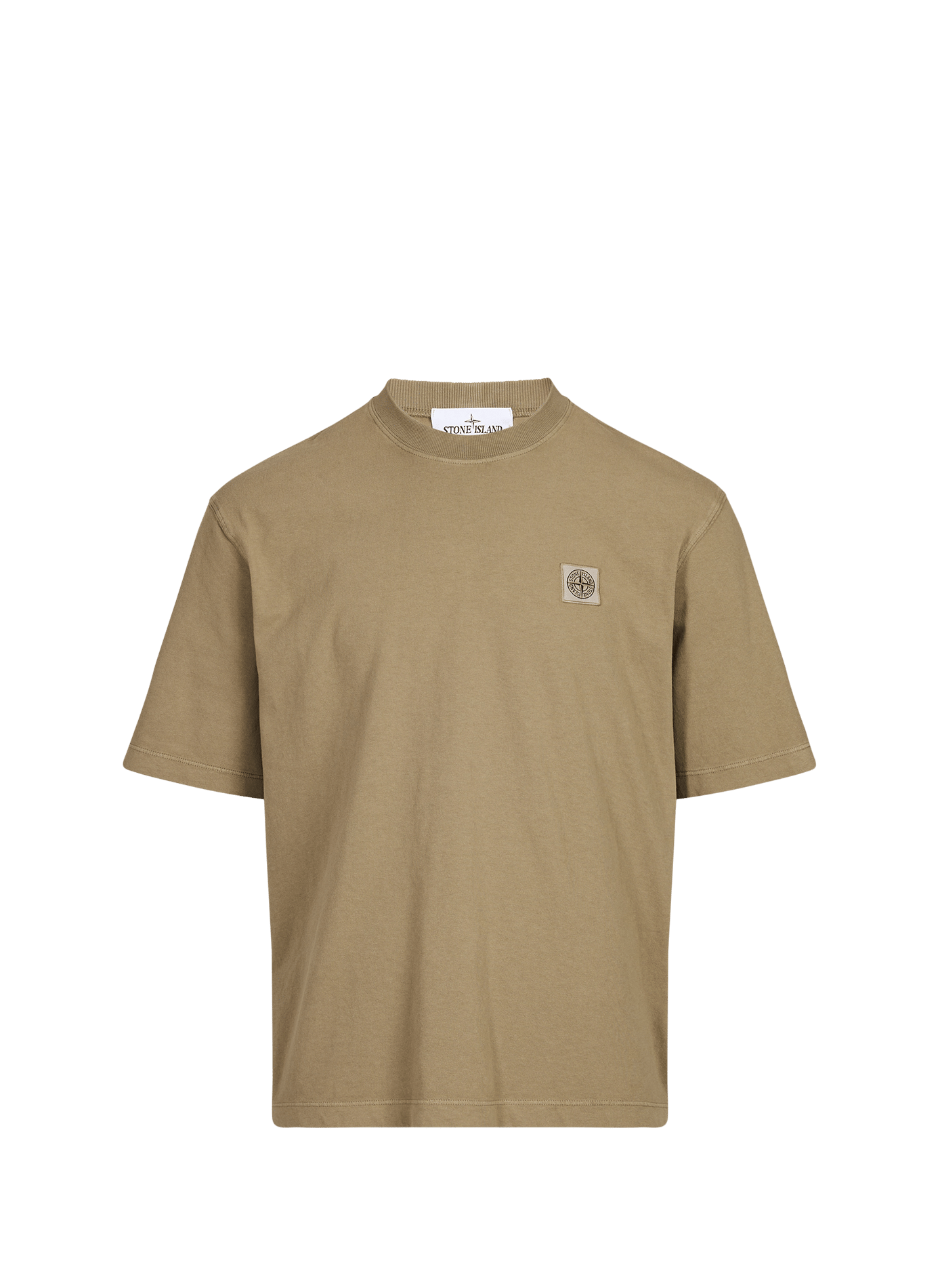 Gerader Rundhalsausschnitt T-Shirt aus Baumwolle STONE ISLAND Khaki