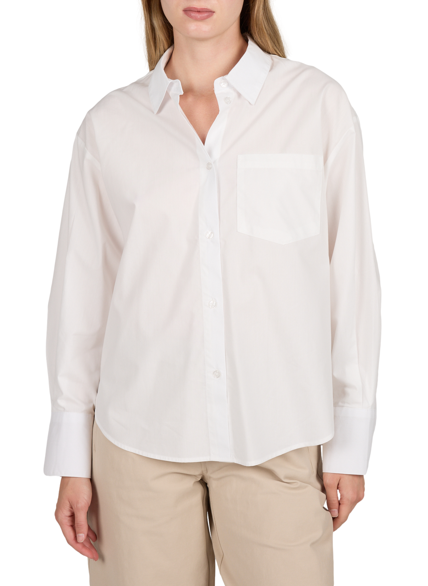 Striped long-sleeve shirt in blended cotton OBJECT White