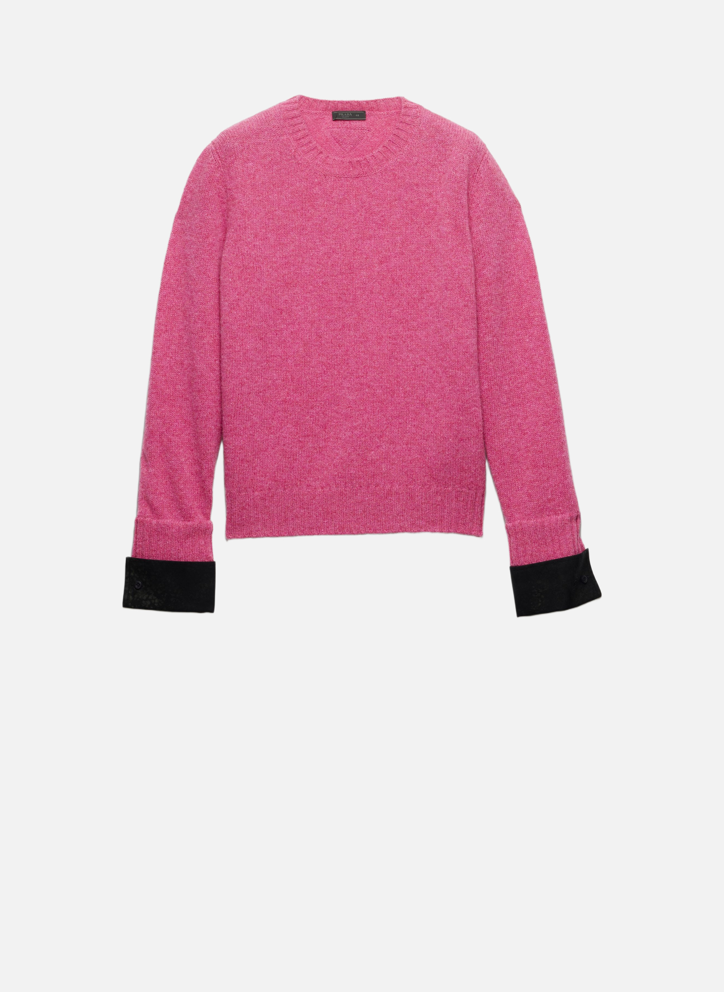 Pull à col rond en laine shetland PRADA Rose