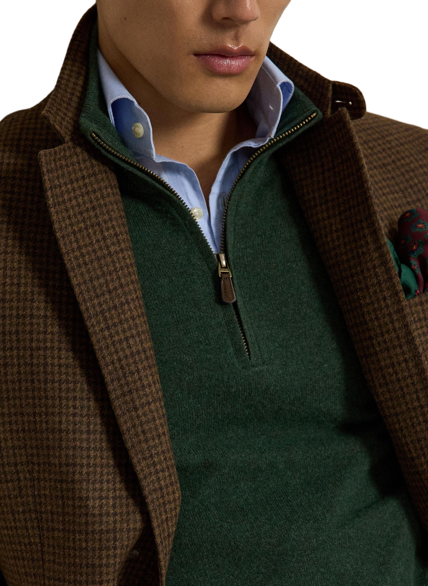 Pull col zippé en laine POLO RALPH LAUREN Vert