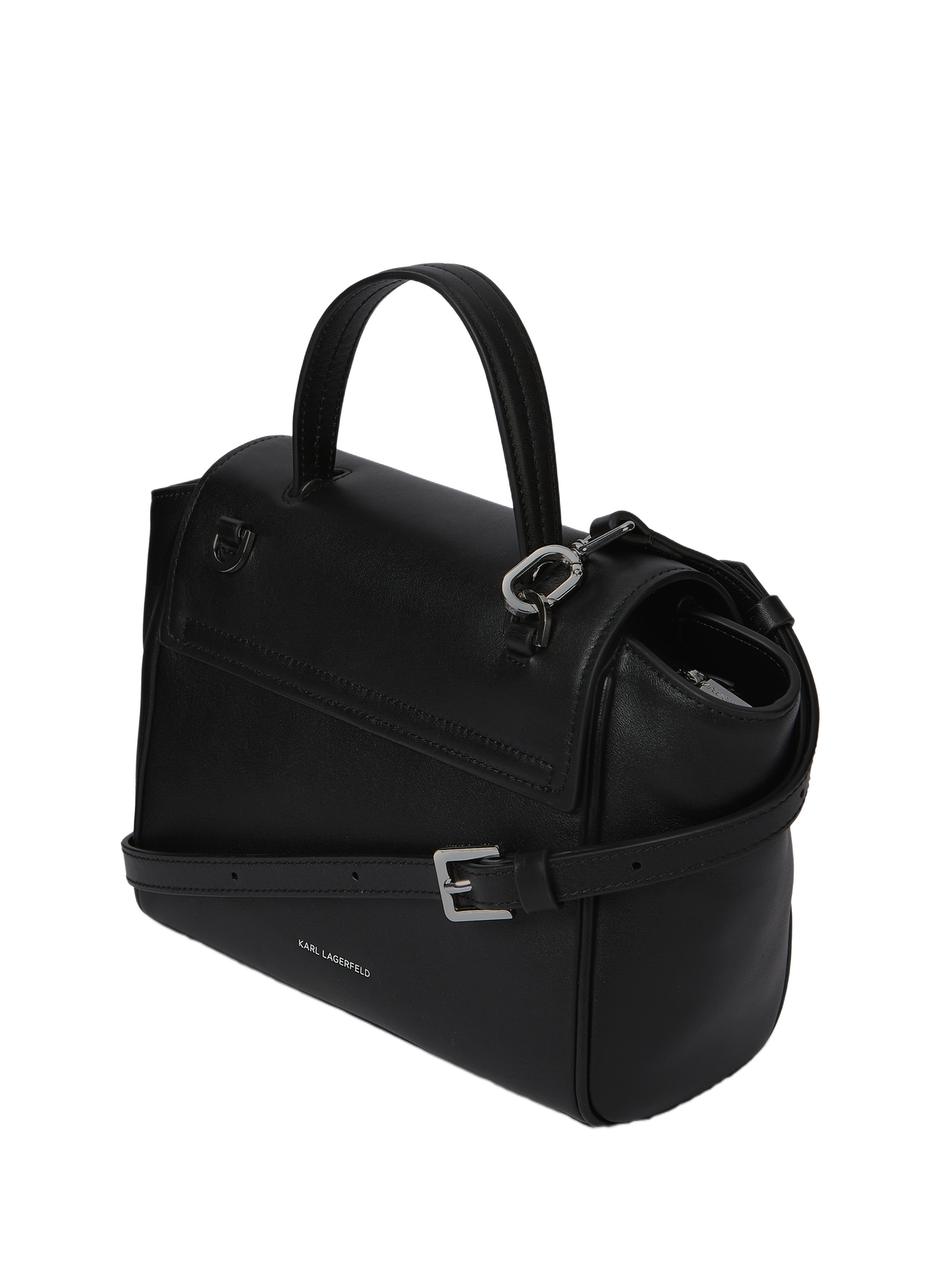 K/Signature mixed leather handbag KARL LAGERFELD Black