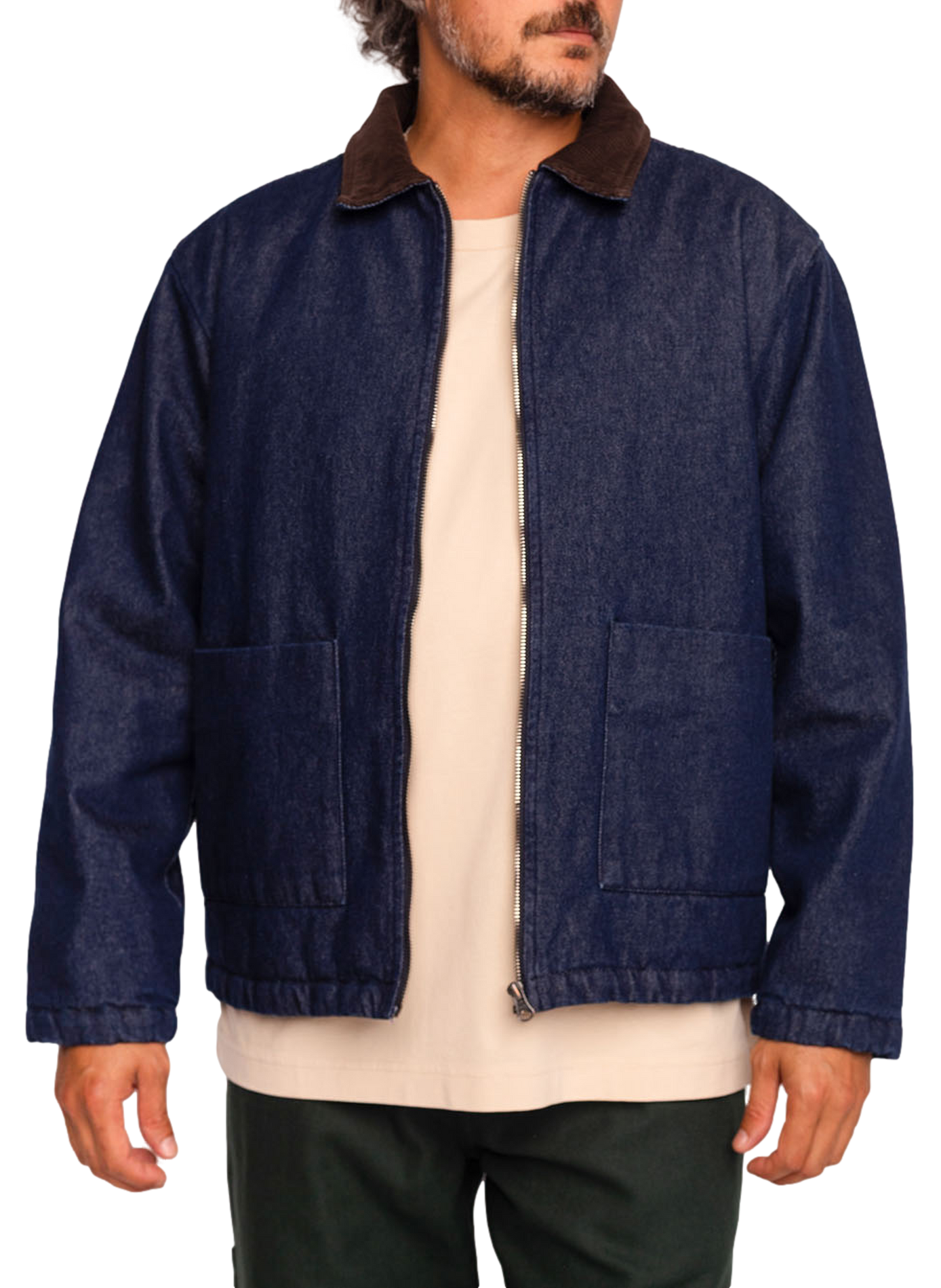 Veste col classique en denim de coton OLOW Blue