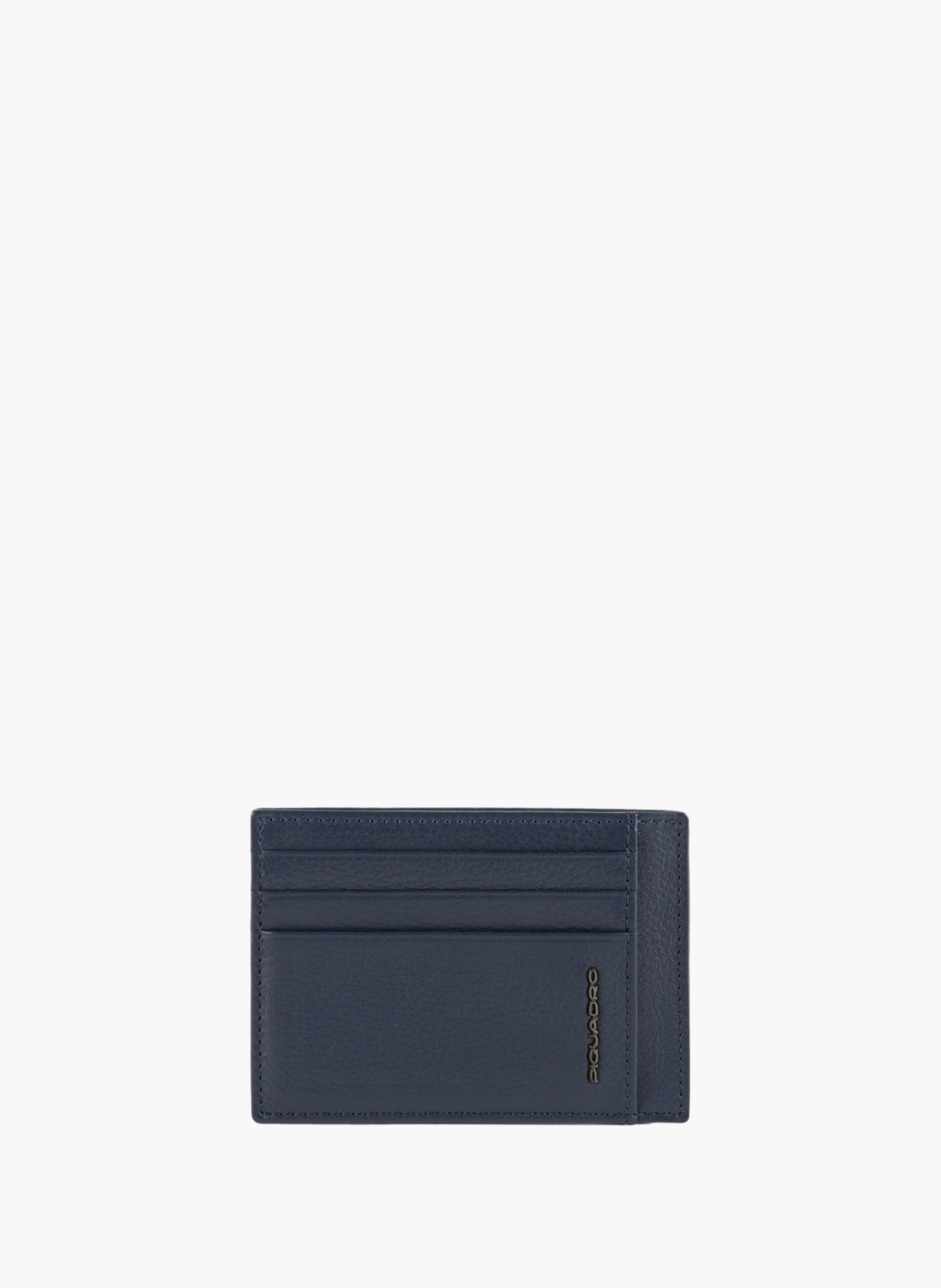 Leather card holder with rfid protection for 6 cards PIQUADRO Blue