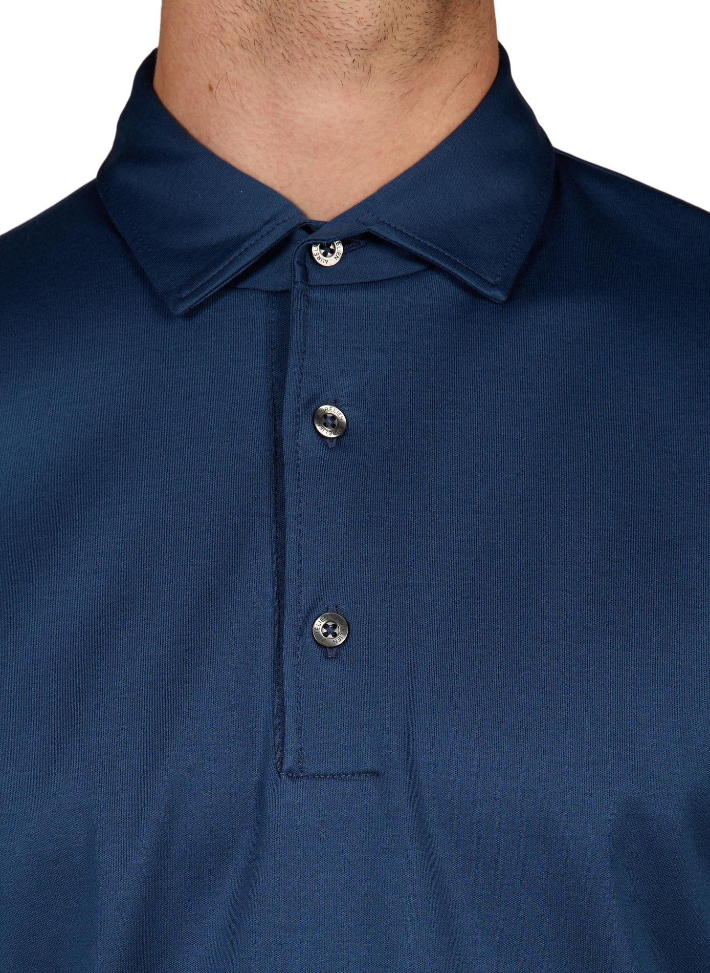 Rechte polo met korte mouwen in effen kleur. AURELIEN Blauw