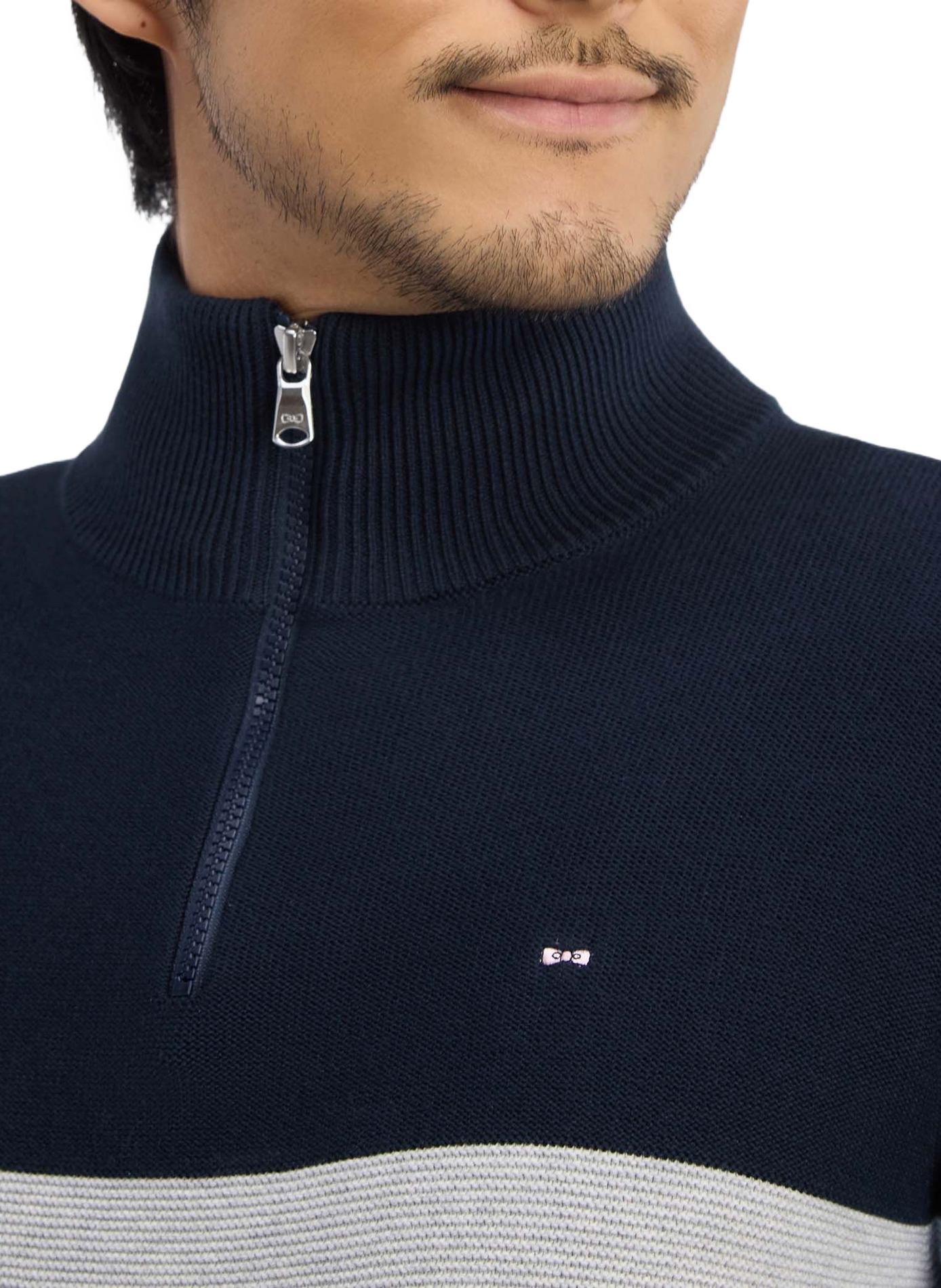 Pull col montant en coton EDEN PARK Blauw