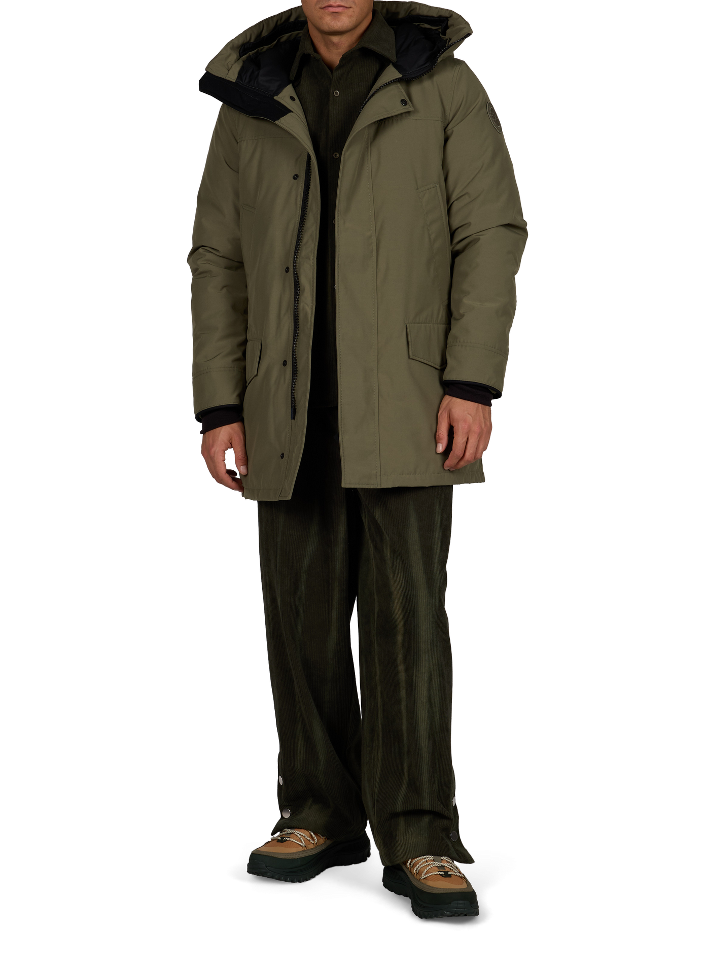 Plain hooded straight parka CANADA GOOSE Khaki